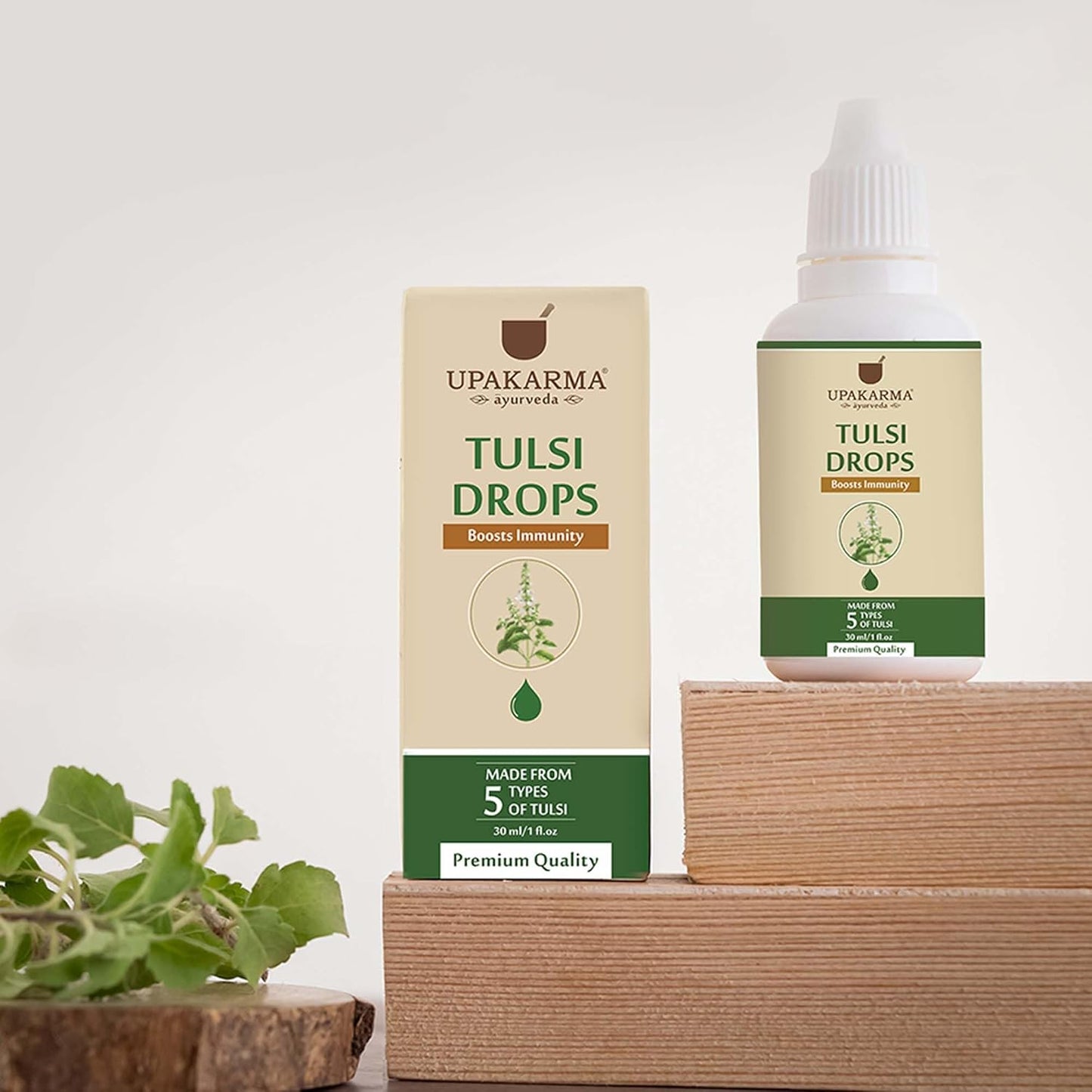 UPAKARMA Tulsi Drops | 5 Tulsi Types Extract Based | Natural Immunity Boosting, Cough and Cold Relief - 30ml (Pack of 2)