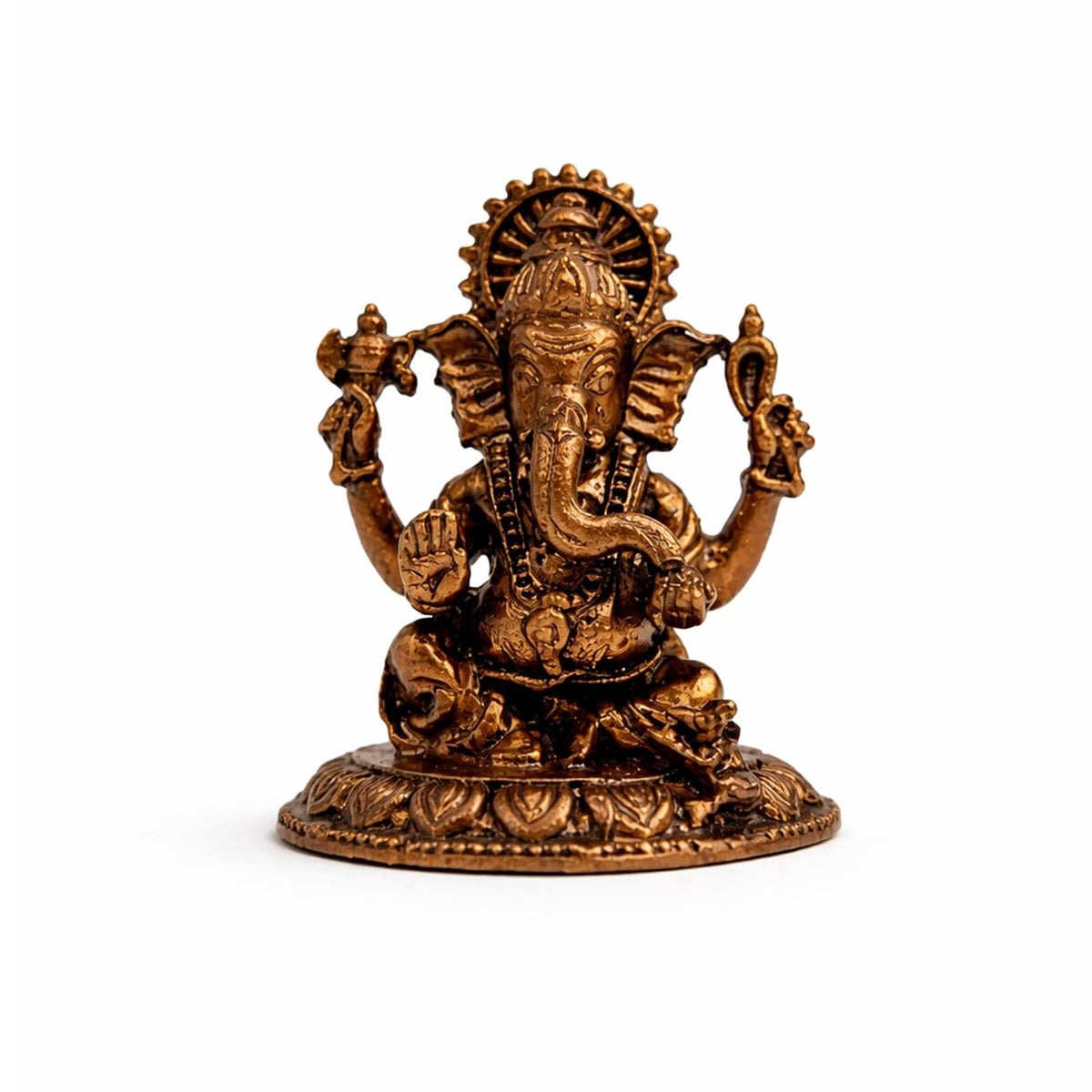 Pure Copper Ganeshji (Ganesha) Murti | Handcrafted Copper Idol for Pooja Room, Vastu Decor | Traditional & Auspicious Religious Hindu God Showpiece & Gift Item | 55gm (4.5x3.5 cm)