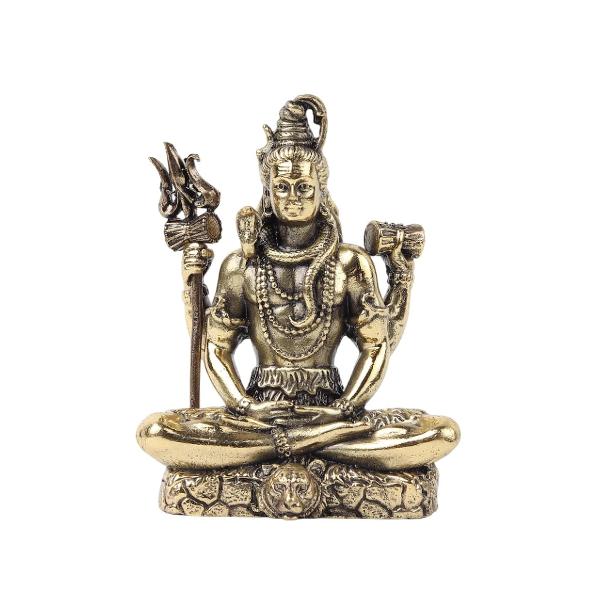 Handcrafted Brass Shiv Ji Murti | Lord Shiva Idol for Meditation, Pooja Room & Home Temple | Auspicious Hindu God Statue (Design03: L6 x W3.5 x H7 cm)