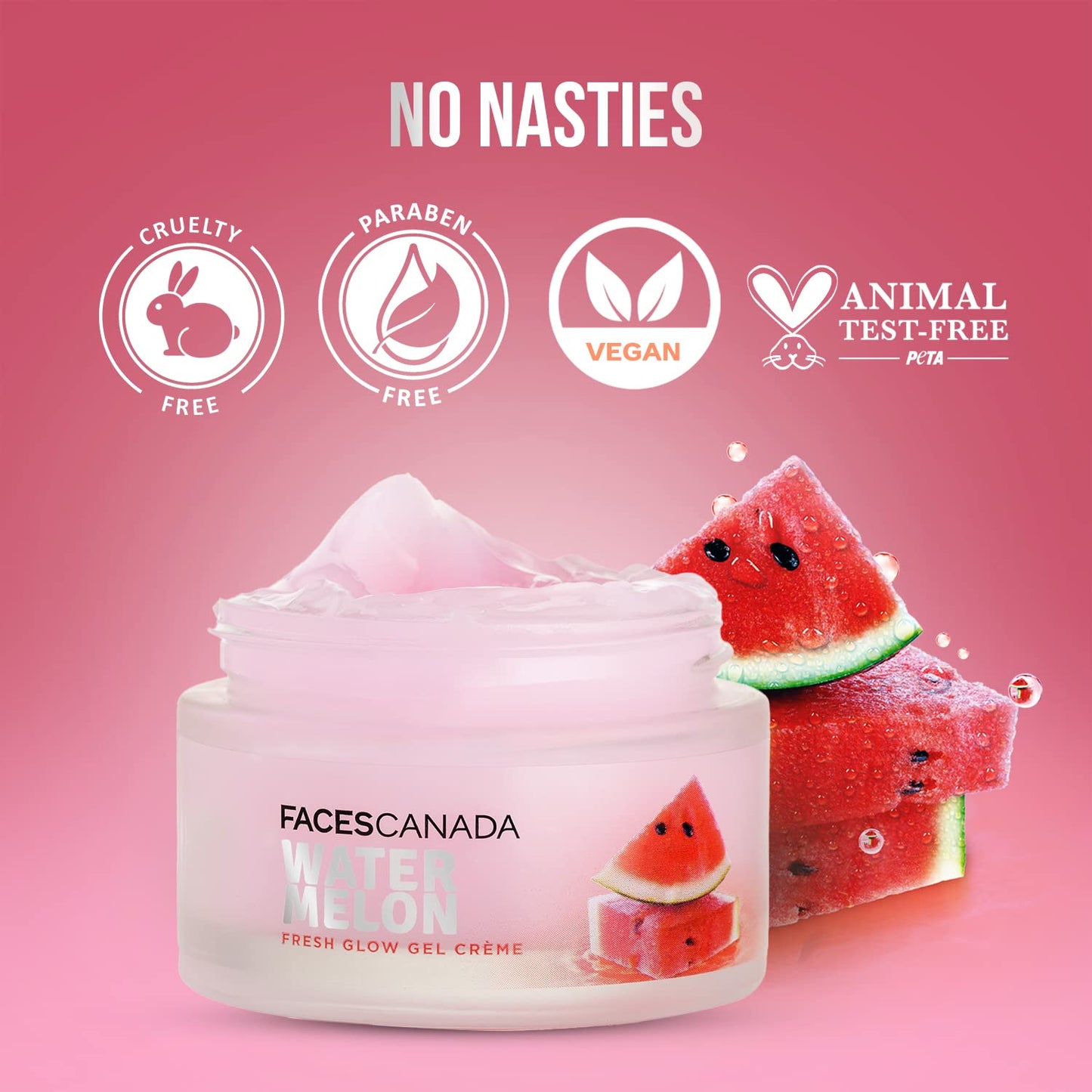 FACESCANADA Watermelon Fresh Glow Gel Creme, 50g | Niacinamide & Vitamin C & B5 | Youthful Glow | No Hyperpigmentation | Soft & Smooth Skin| Refreshing Face Moisturiser For All Skin Types | Vegan