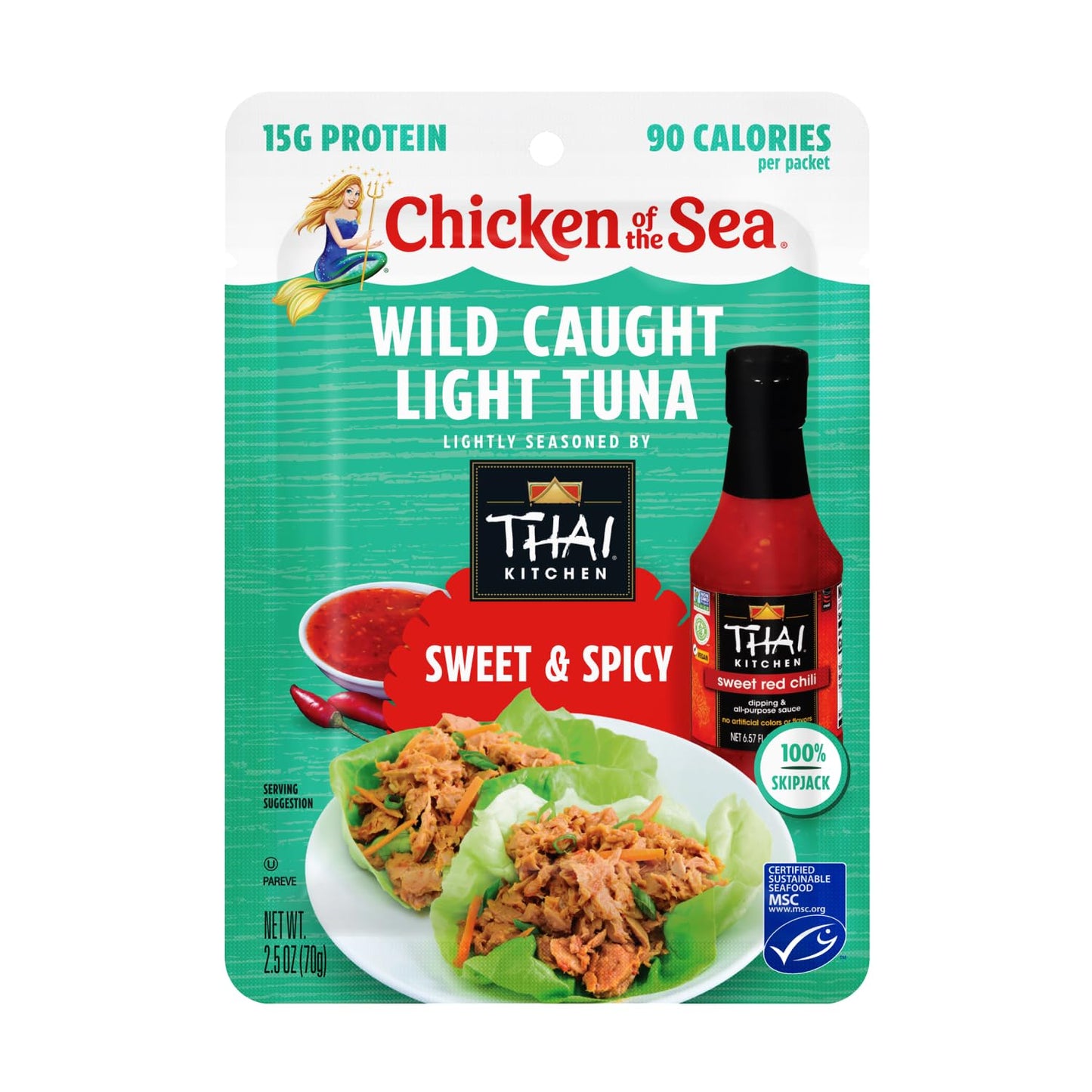 Chicken of the Sea Wild Caught Light Tuna, Sweet & Spicy, 2.5 oz. Packet