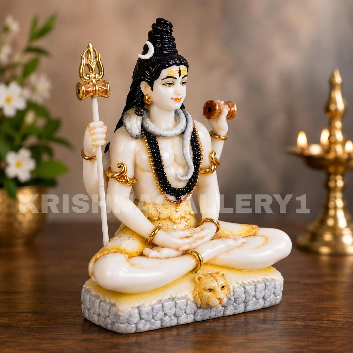 Marble Dust Shiv Shanker Mahadev Bholenath Murti Statue Idol for Home Temple Pooja Room Gifted Piece Office Decor Size 6 Inch