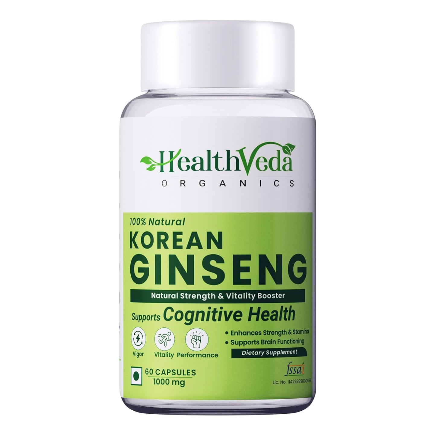 Zpehivo HEALTH VEDA ORGANICS PRIVATE LIMITED Korean Red Ginseng 1000 mg | 60 Veg Capsules | Supports Energy, Vitality & Strength | For Men & Women