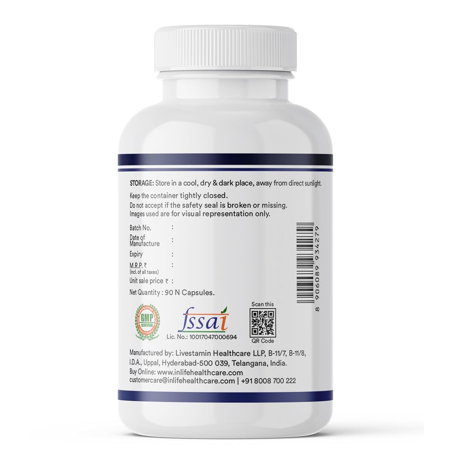 INLIFE Magnesium L Threonate Supplement 2083 mg with Vitamin B12 | Highly Bioavailable | Supports Cognitive Health, Memory & Sleep Support, Energy & Stress Management - 90 Vegetarian Capsules (90)