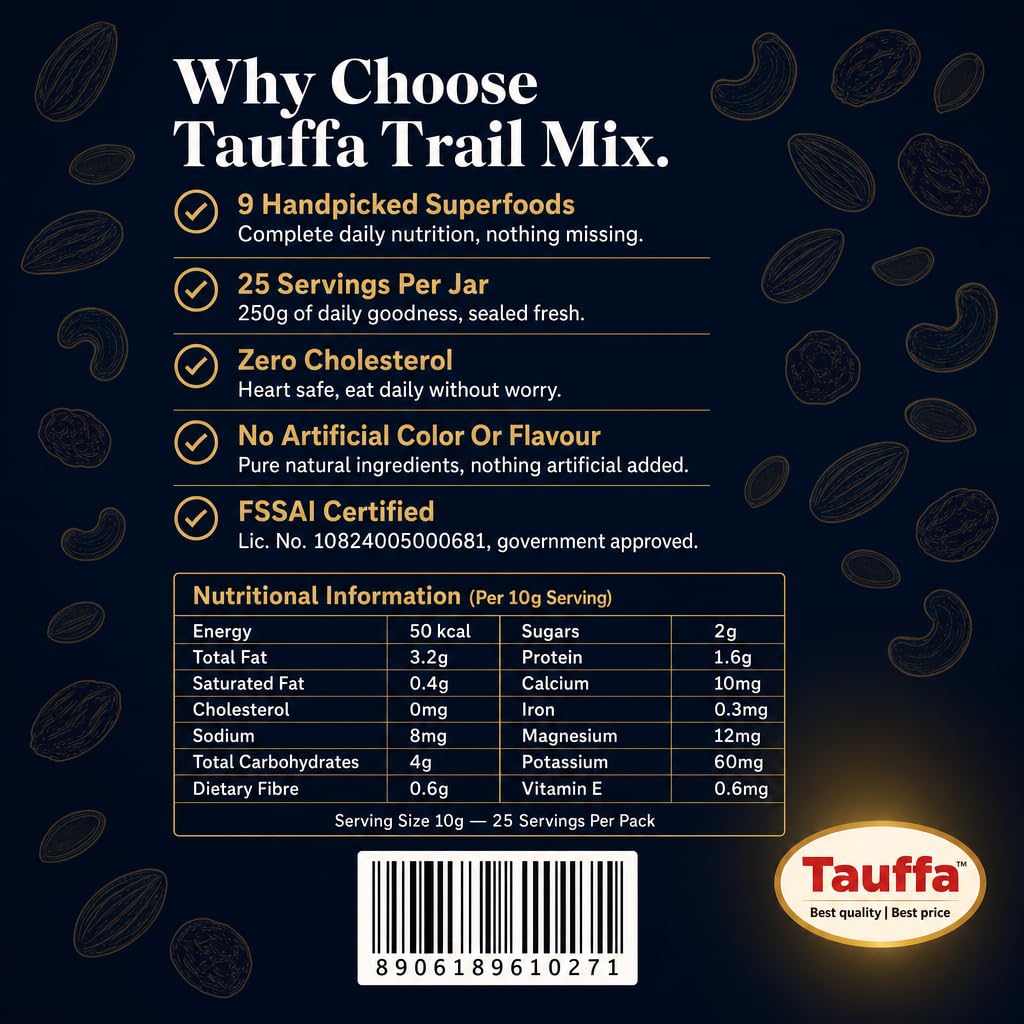 Tauffa Trail Mix | 9 Superfoods | Nuts, Berries & Seeds Mix