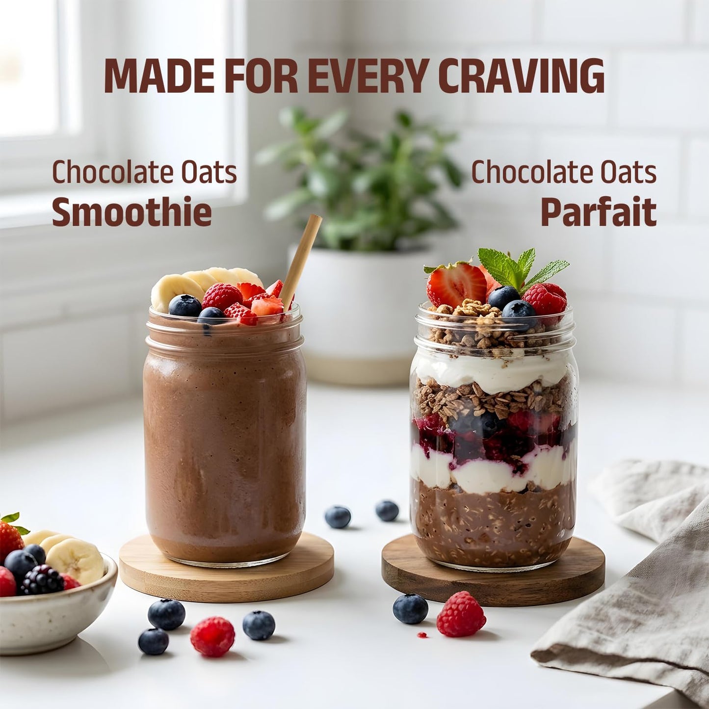 PINTOLA 26g High Protein Oats 400g, Dark Chocolate, No Refined Sugar, with Almonds, Raisins, Pumpkin & Chia Seeds, 9.6g Fibre, Rolled Oats for Weight Loss, Breakfast Cereals | Gluten Free