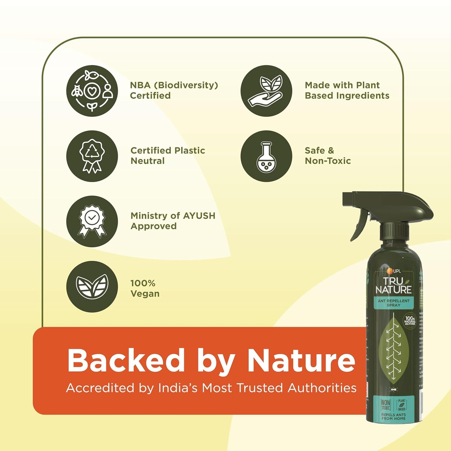 Tru Nature Herbal Ant Repellent Spray - 200 ML | Removes entire Ant Colony | 100% Plant Based, Chemical Free | Works on All Ant Types | For Home, Kitchen, Office & Garden