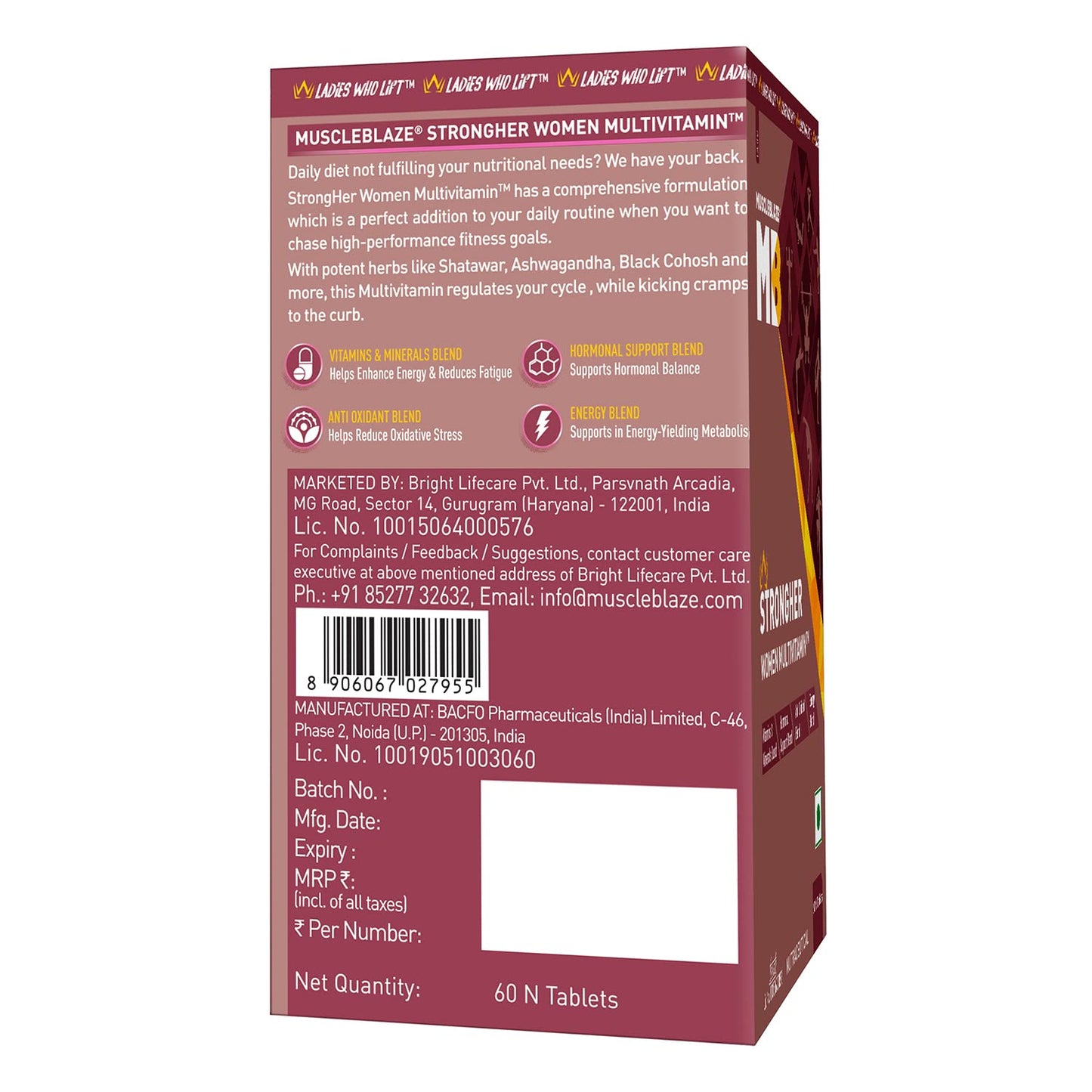MuscleBlaze StrongHer Women Multivitamin (60 Tablets) | Multivitamin for Women | For Energy & Stamina
