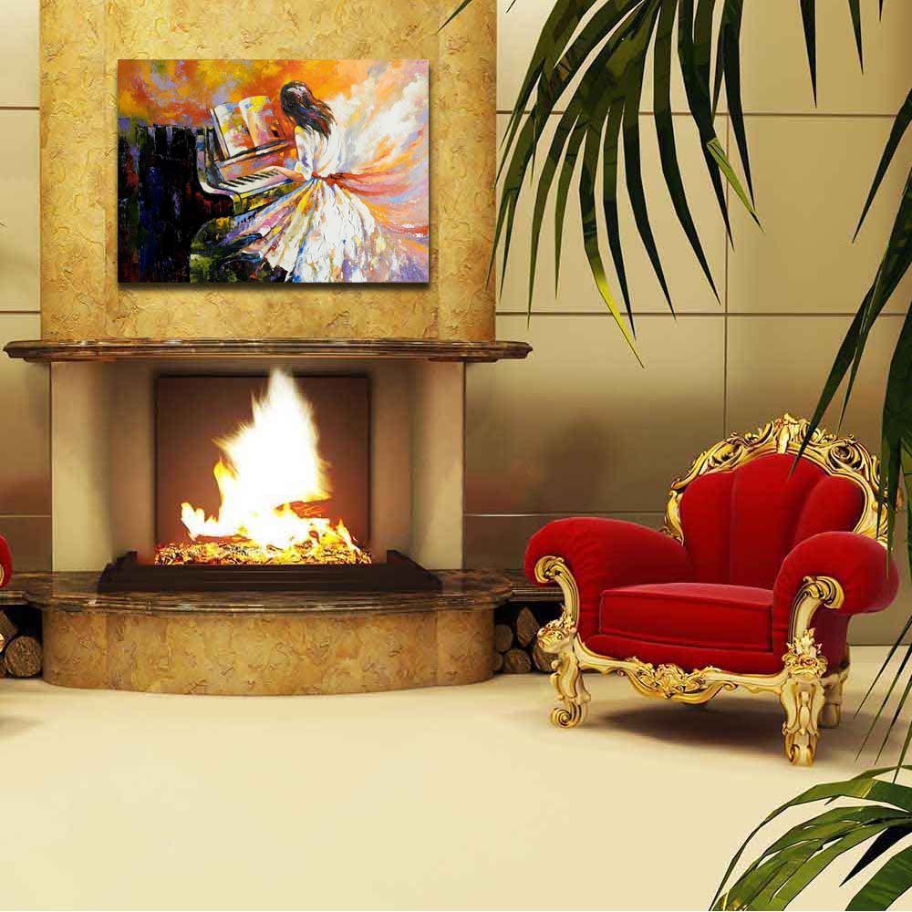 Girl Playing On The Piano | Canvas Painting for Bedroom & Living Room | Engineered Wood Frame | 28 x 20 inch (71 x 51 cms)