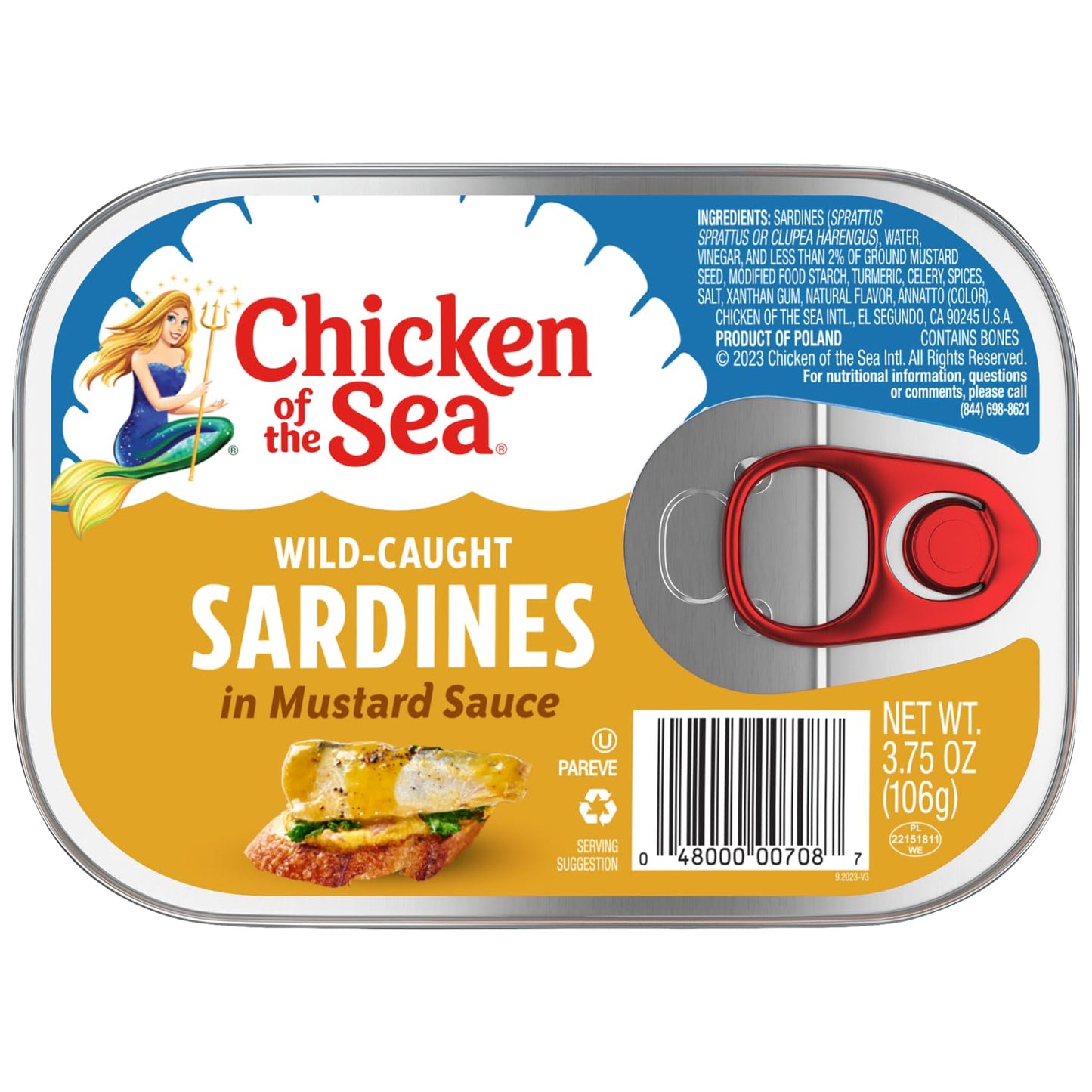 Chicken of the Sea Sardines in Mustard Sauce, 3.75 Ounce Can (Pack of 1), Wild Caught Canned Sardines
