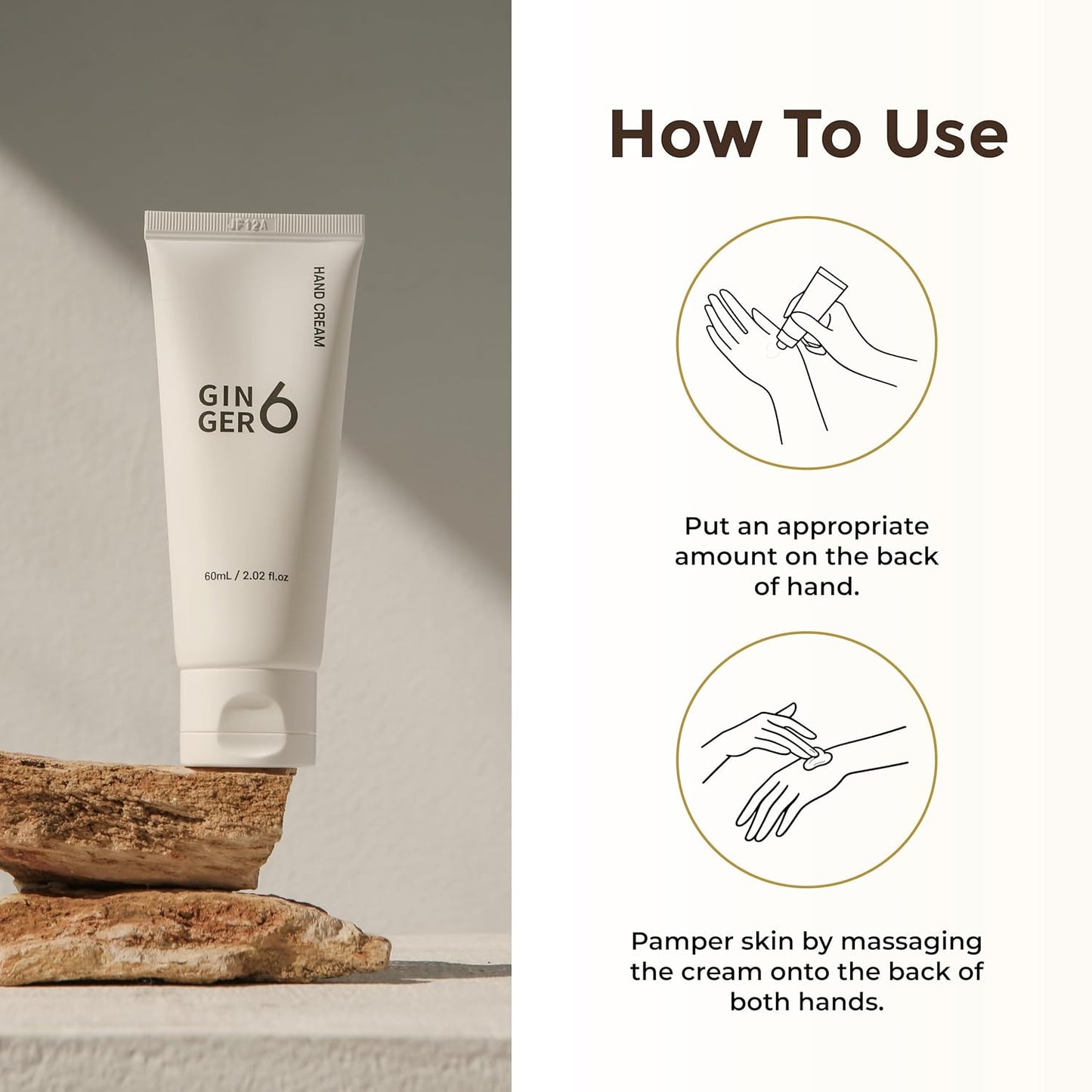 Tube of GIN GER 6 cream with usage instructions on a neutral background