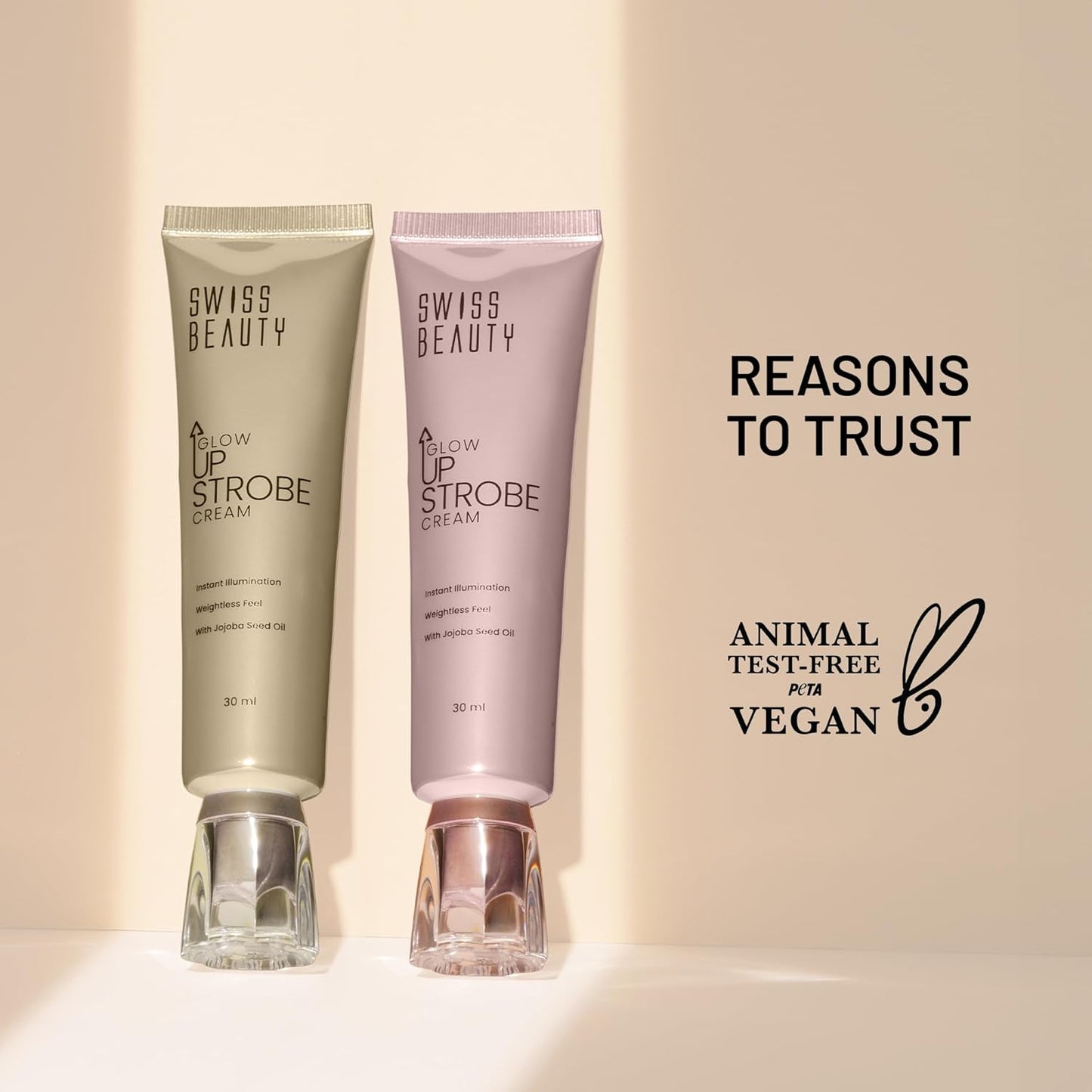 Swiss Beauty Glow Up Strobe Cream | Dewy Radiance | Hydrating | Versatile Use | With Jojoba Oil | For All Skin Types | 30ml, Shade- 2. Moonlit Glow