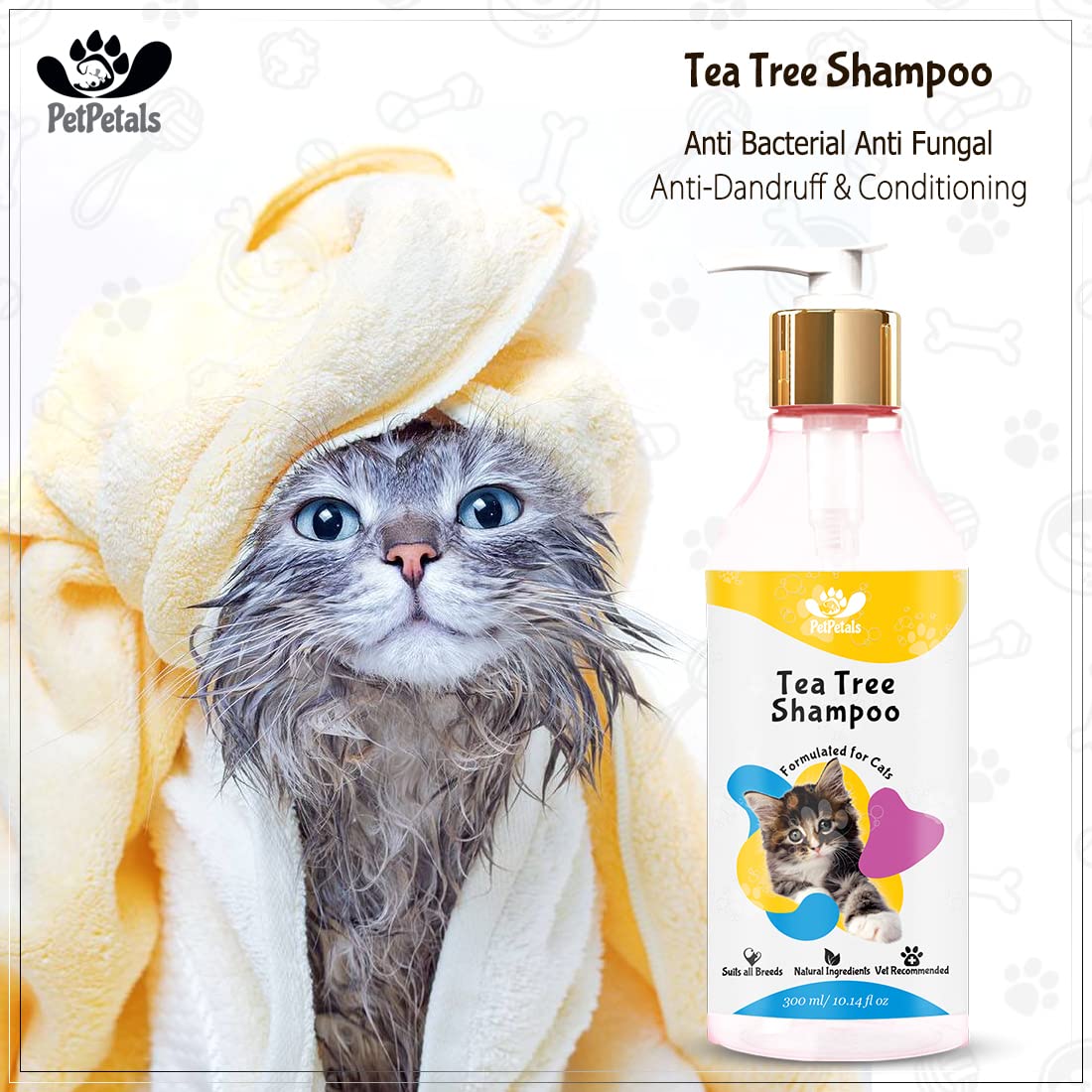 Sulphate Free Cats Shampoo for Sensitive Skin for All Age Groups – 300 ml (Tea Tree Shampoo)