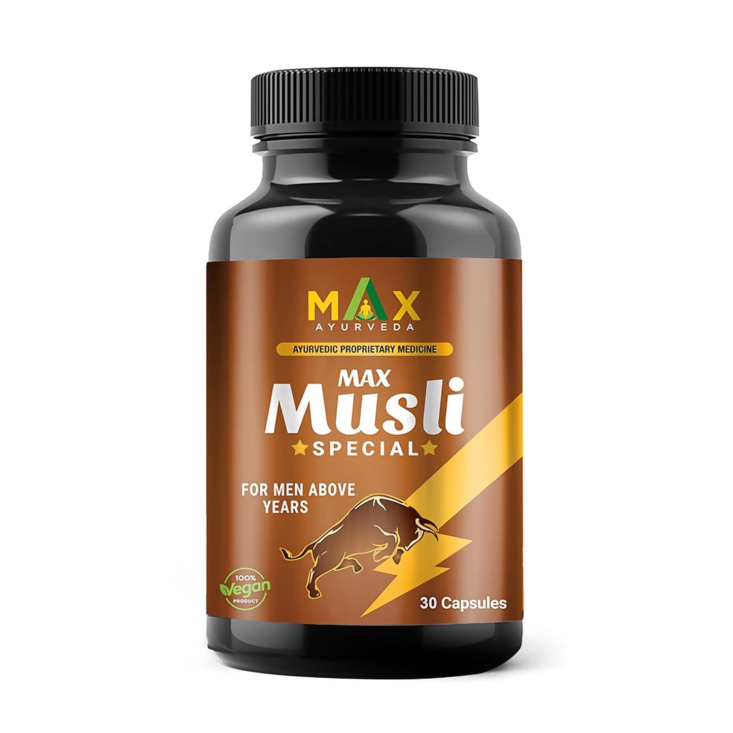 Max Ayurveda Musli Special Capsules For 45+ Men | Power, Strength, Energy and Stamina Booster | 100% Vegan | Premium Ayurvedic Supplement - (30 Capsules)