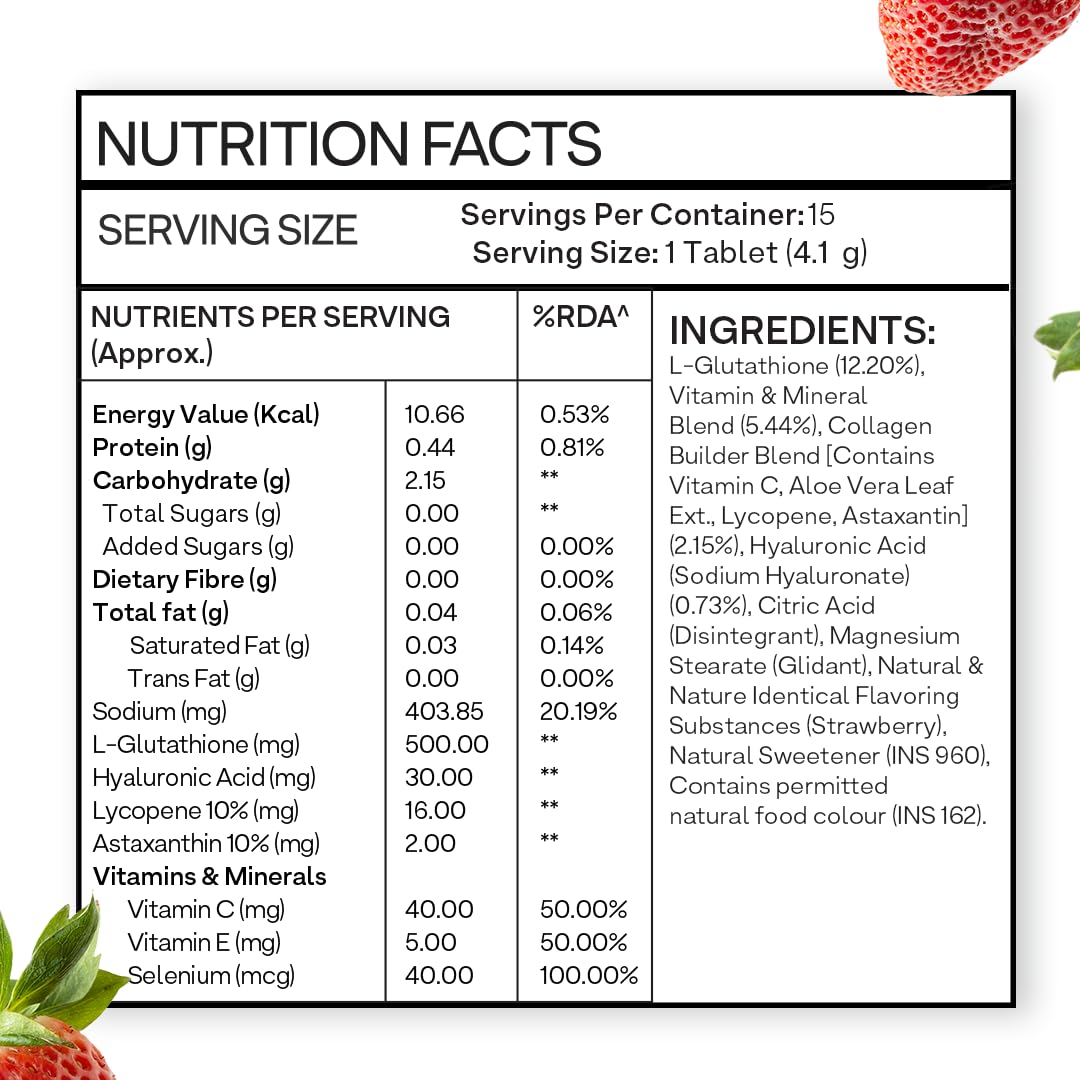 OZiva Bioactive Glutathione Tablets for Radiant Skin - 30 Effervescent Tablets (Pack of 2) | L-Glutathione, Lycopene, Vitamin C for Skin Glow & Anti-Pigmentation