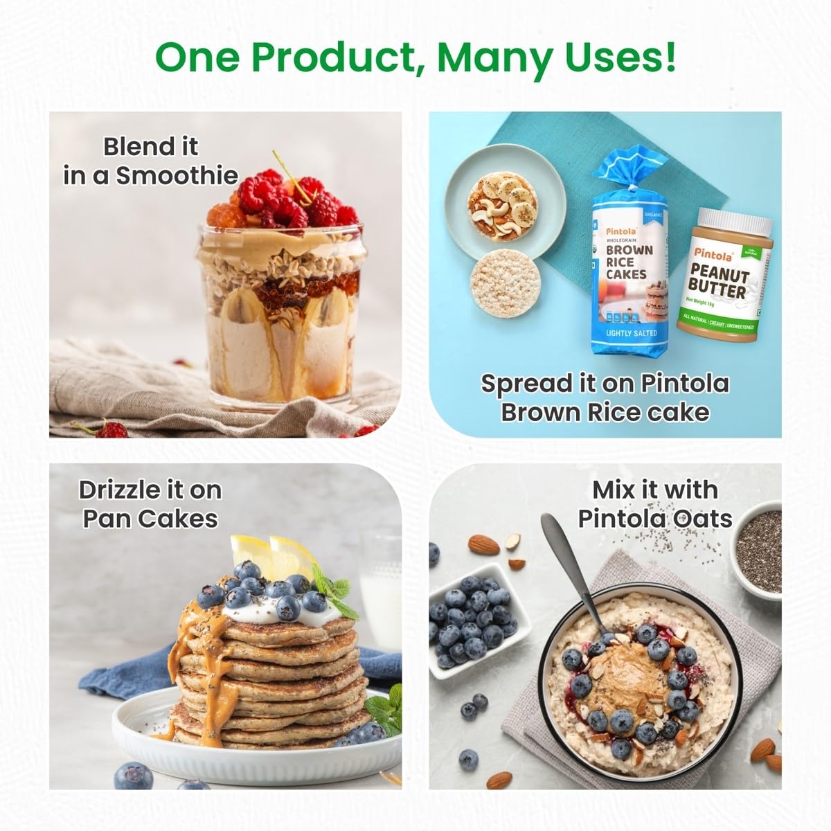 Pintola All Natural Peanut Butter Creamy 350g | Smooth | Unsweetened | 30g Protein | Gluten & Cholesterol Free, Vegan Peanut Butter, Nut Butter, High in Protein Spread, 100% Roasted peanuts butter