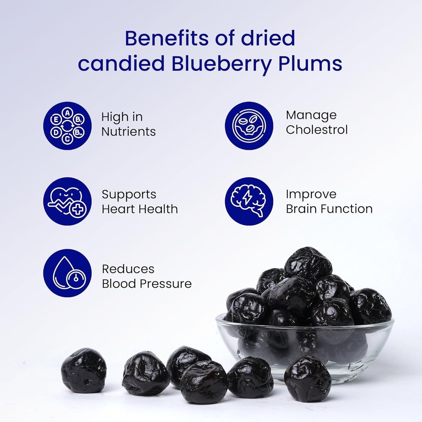 FreshoCartz Organic Dried Blueberry Plum 250g | | High in Antioxidants & Fiber | Healthy Snack | Blueberry Dried Superfood | Premium Dry Fruit