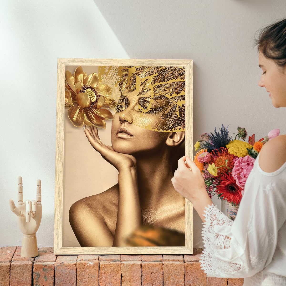 Women Aesthetic Wall Decor Paintings with Frame for Home Decoration, Painting for Living Room Bedroom Office, Wall Decor For Living Room, Set Of 2