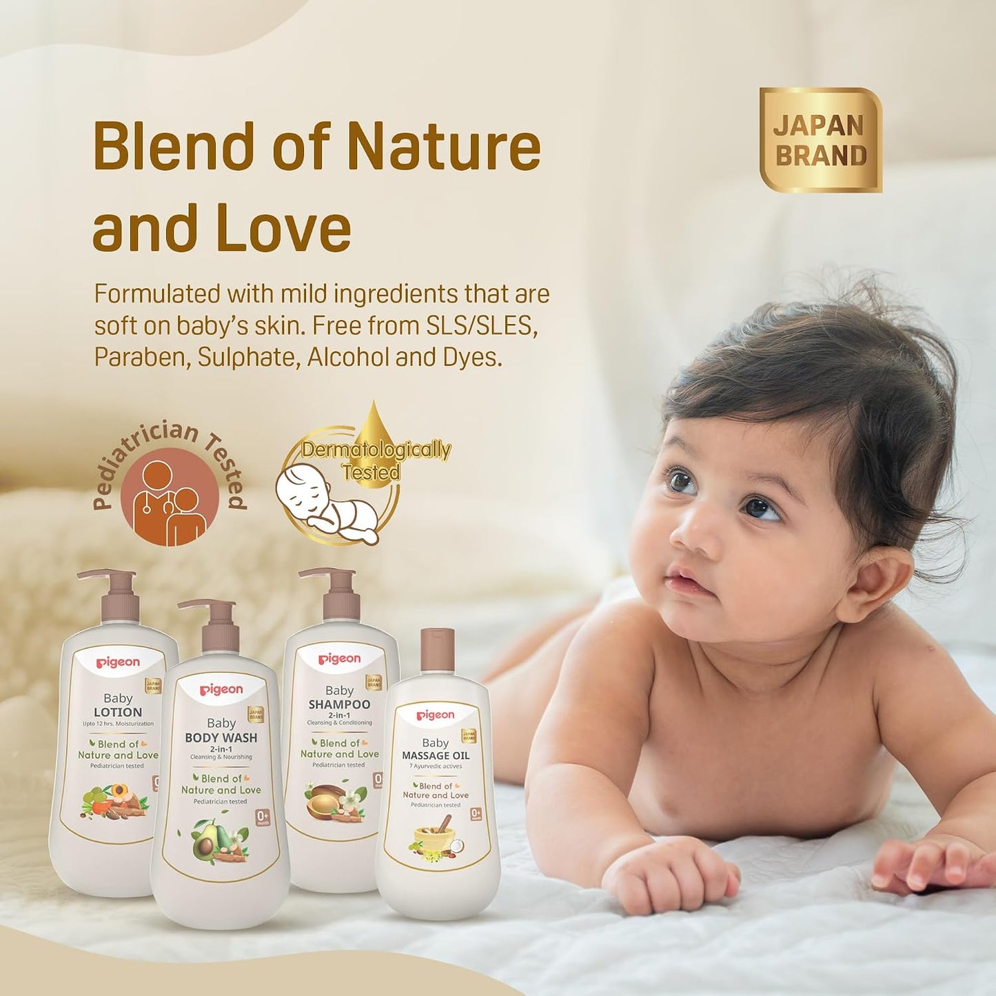 Pigeon Baby Lotion with Marshmallow Root Extract, Carrot Seed Oil, Sweet Almond & Olive Oil – Soothing, Lightweight Moisturizer for Delicate Skin, No Paraben, Sulphate & Alcohol -500 ml