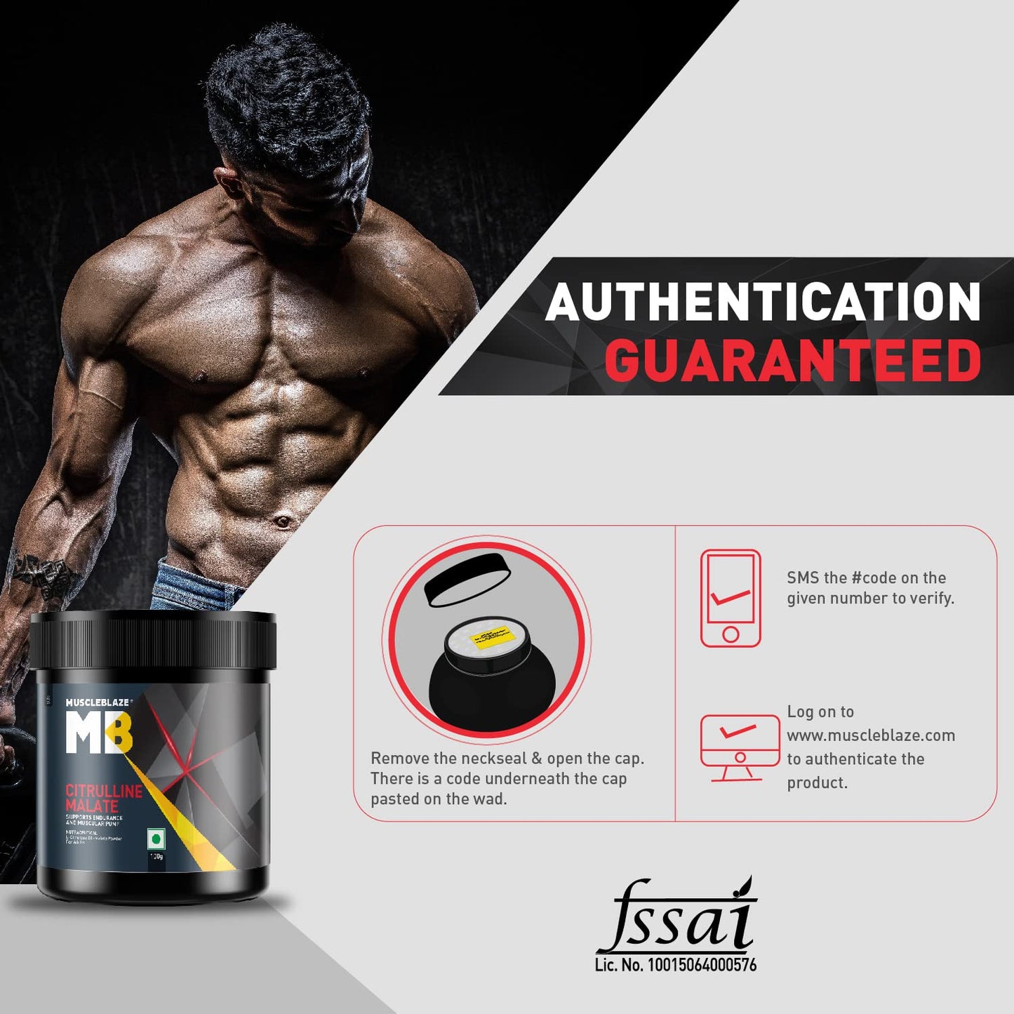 MuscleBlaze Citrulline Malate Powder(Unflavoured,100 G)| Supports Endurance & Muscle Pump,1 Count,50 Servings
