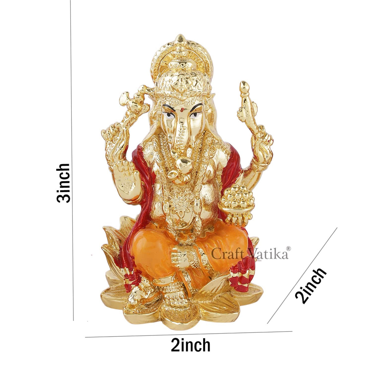 Lord Ganesh Idol Statue for Car Dashboard Gold Plated Ganesha Idols Showpiece for Home Decor & Gifts