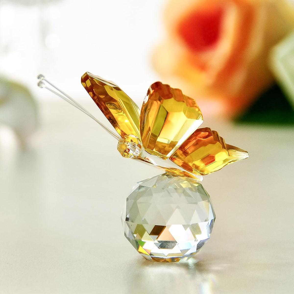 Nostrae Crystal Butterfly Show Pieces for Home Decor Living Room Decorative Items | Glass Showpieces Gift Items for Decoration | Center Table Tv Showcase Office Desk Interior Figurines