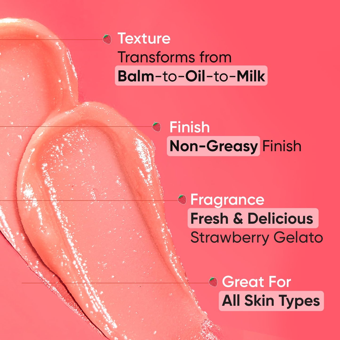 Zephivo Dot & Key Strawberry Dew Cleansing Balm | For Clean, Smooth & Dewy Skin | Makeup Remover Balm |Non Greasy Makeup Cleanser Face Scrub | Cleanses Dirt, Makeup & Sunscreen | For All Skin Types | 70ml