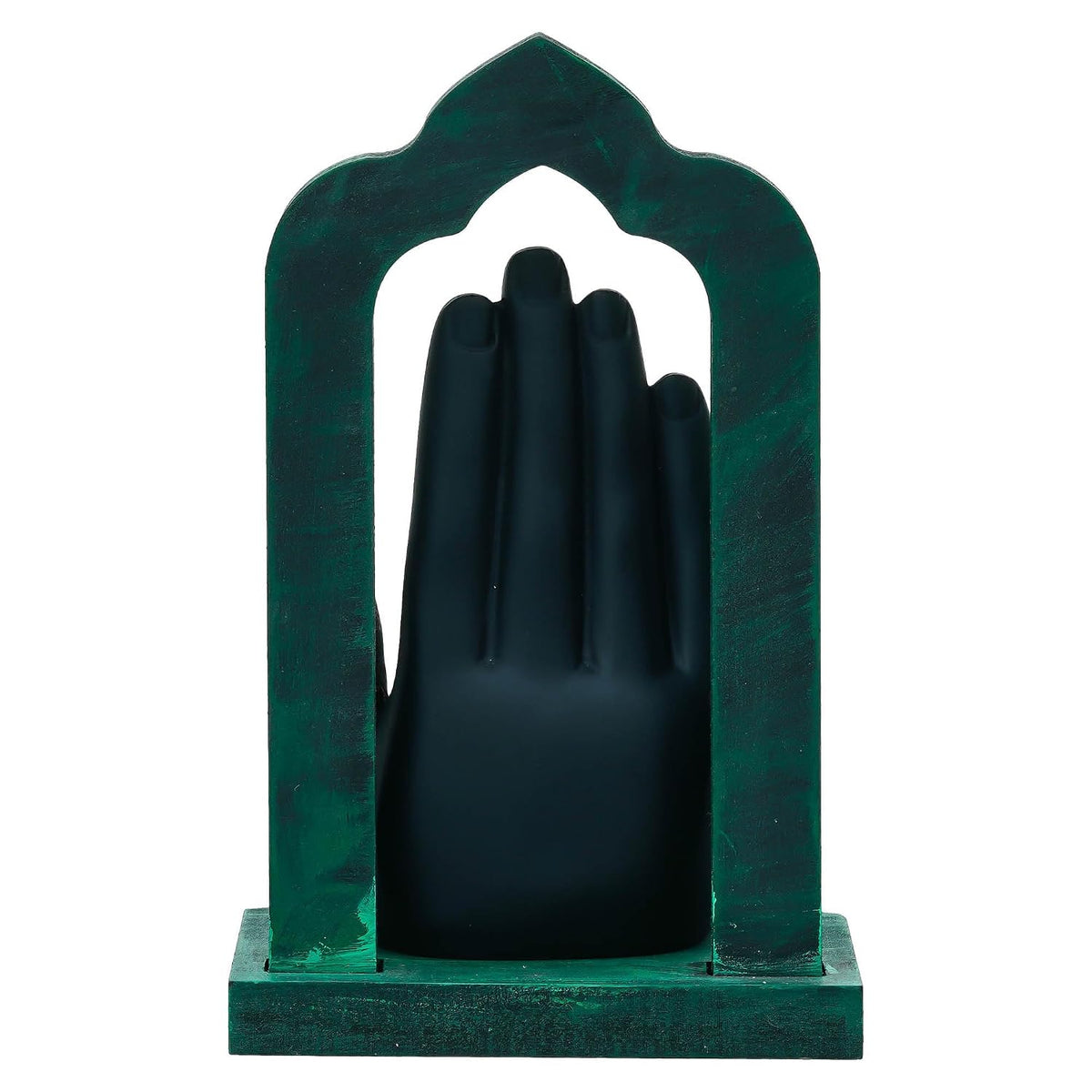 Palm Buddha Statue Showpiece for Home Decor Living Room Office Desk (Green Black Golden)| Lord Buddha Idol Gift for Diwali Buddha Purnima Housewarming Birthday