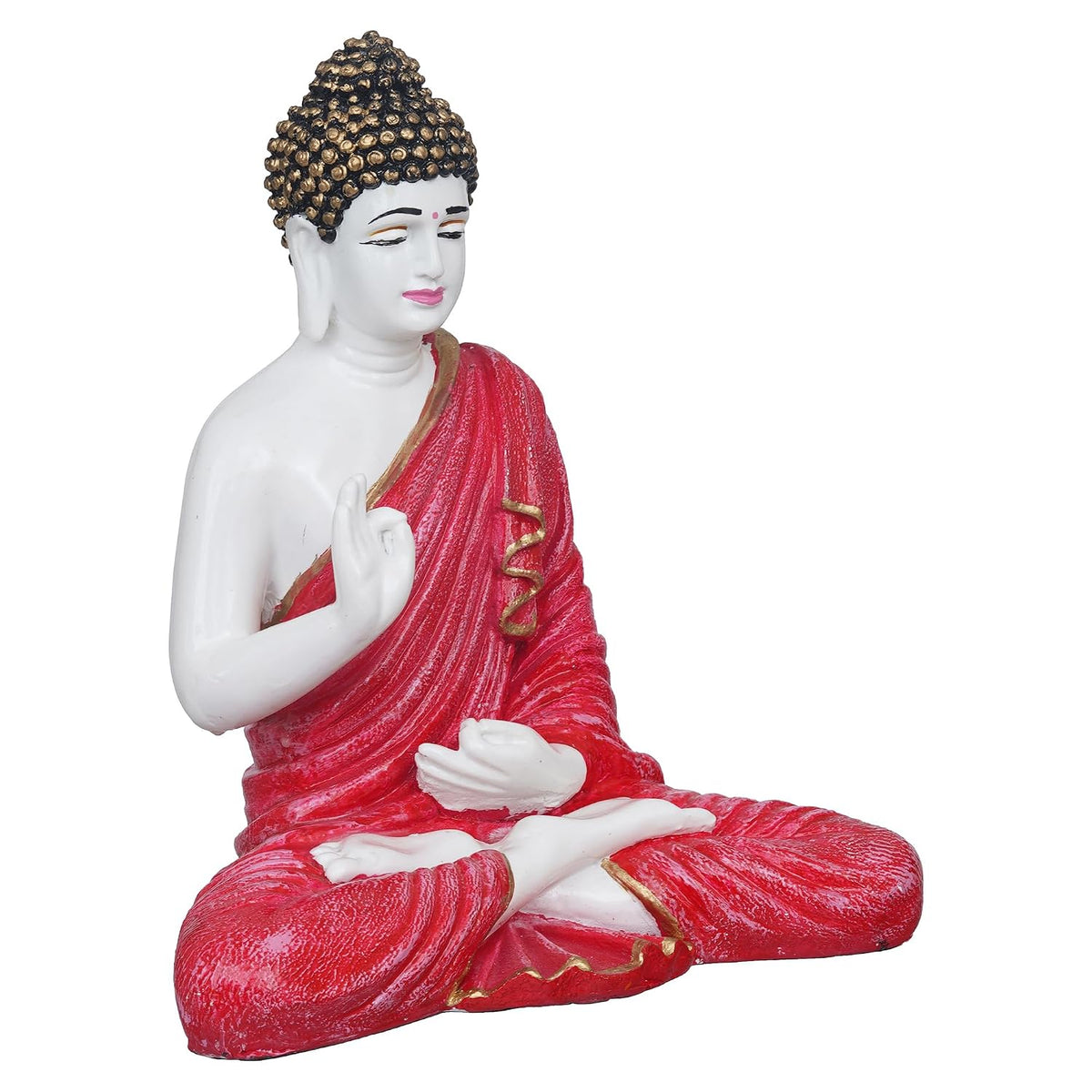 Red Resin Handcrafted Blessing Lord Buddha Idol | Serene Home, Office Decor | Perfect for Offices, Meditation Rooms | Gift for Housewarmings, Diwali