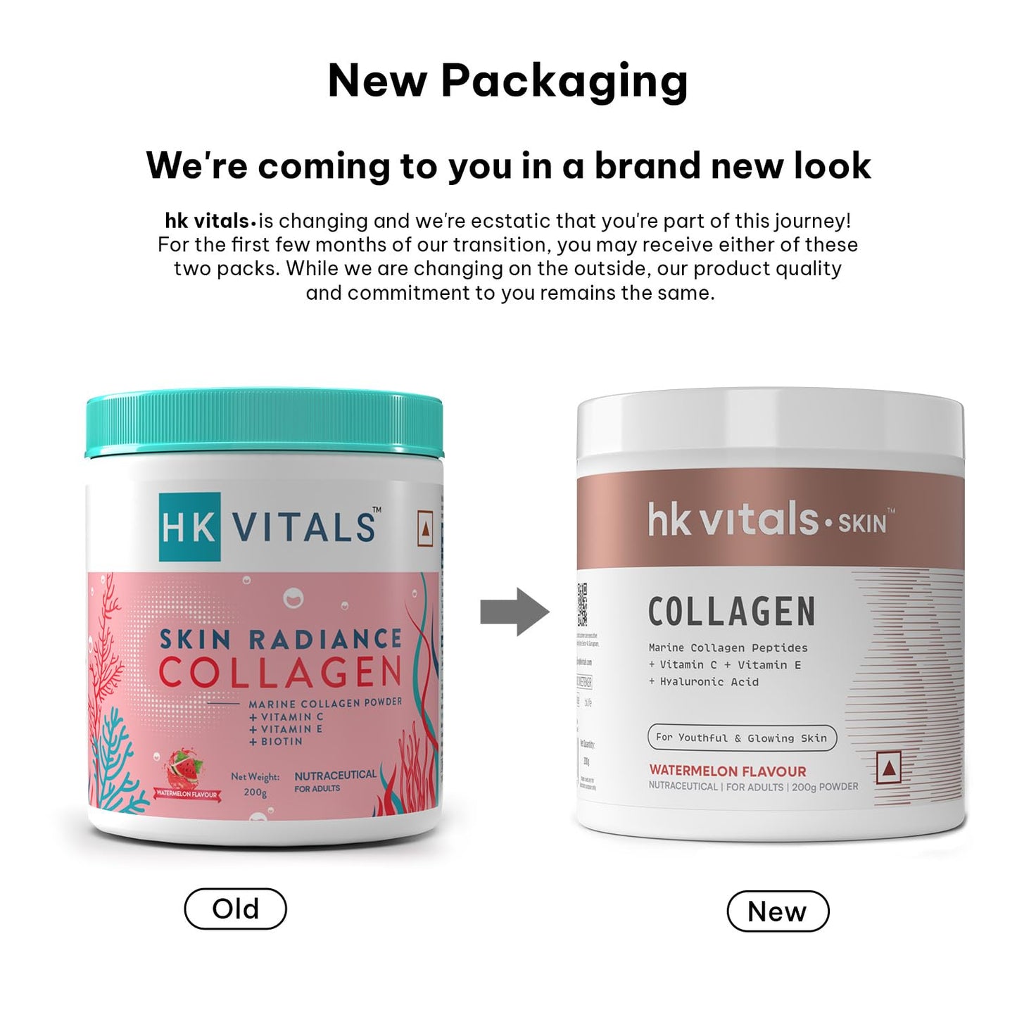 HealthKart hk vitals Skin Radiance Marine Collagen Supplement (Watermelon, 200g) |Vitamin C, E, Sodium Hyaluronate | For Healthy Skin, Hair & Nails