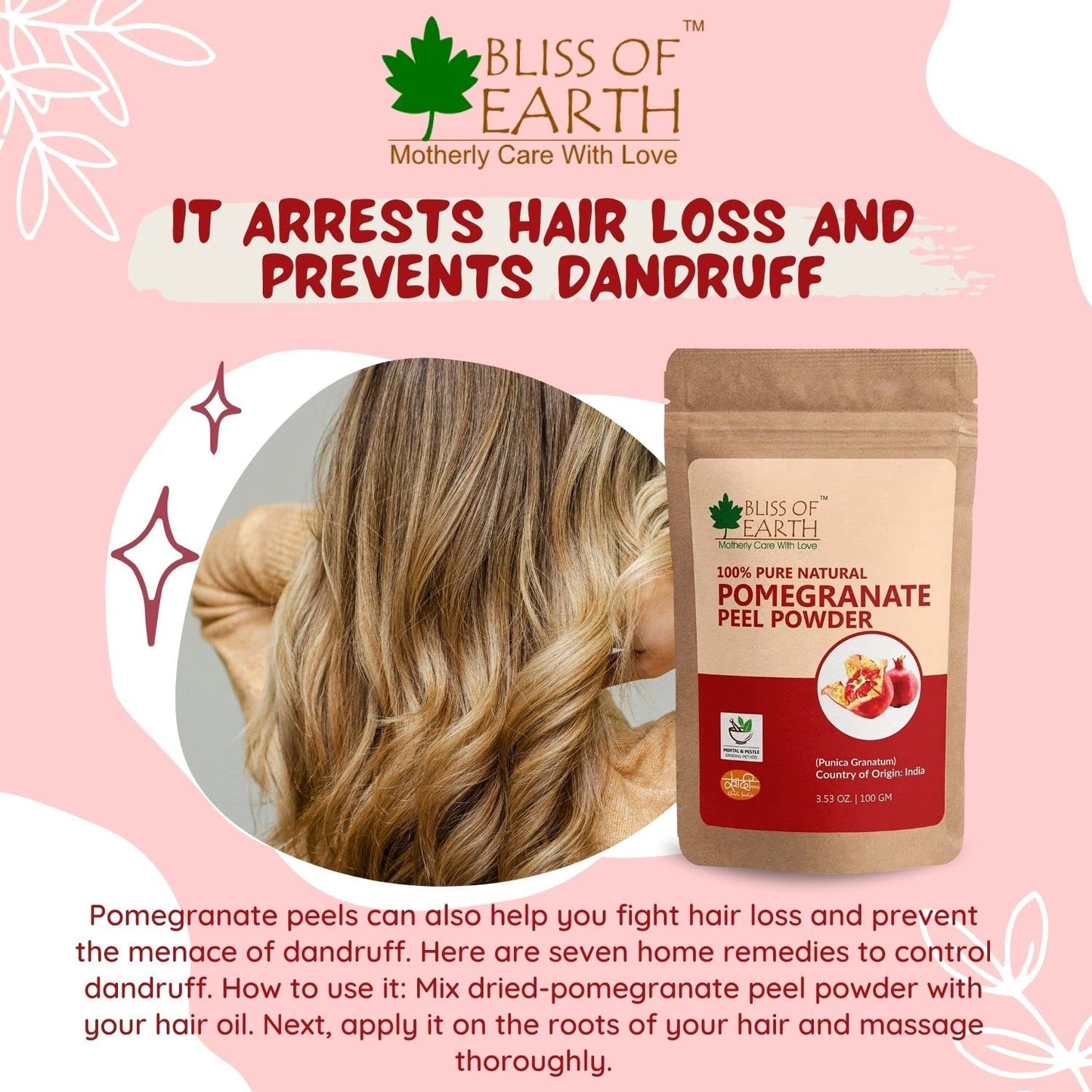 Bliss of Earth Pomegranate Peel Powder 453GM Organic Herbal For Face
