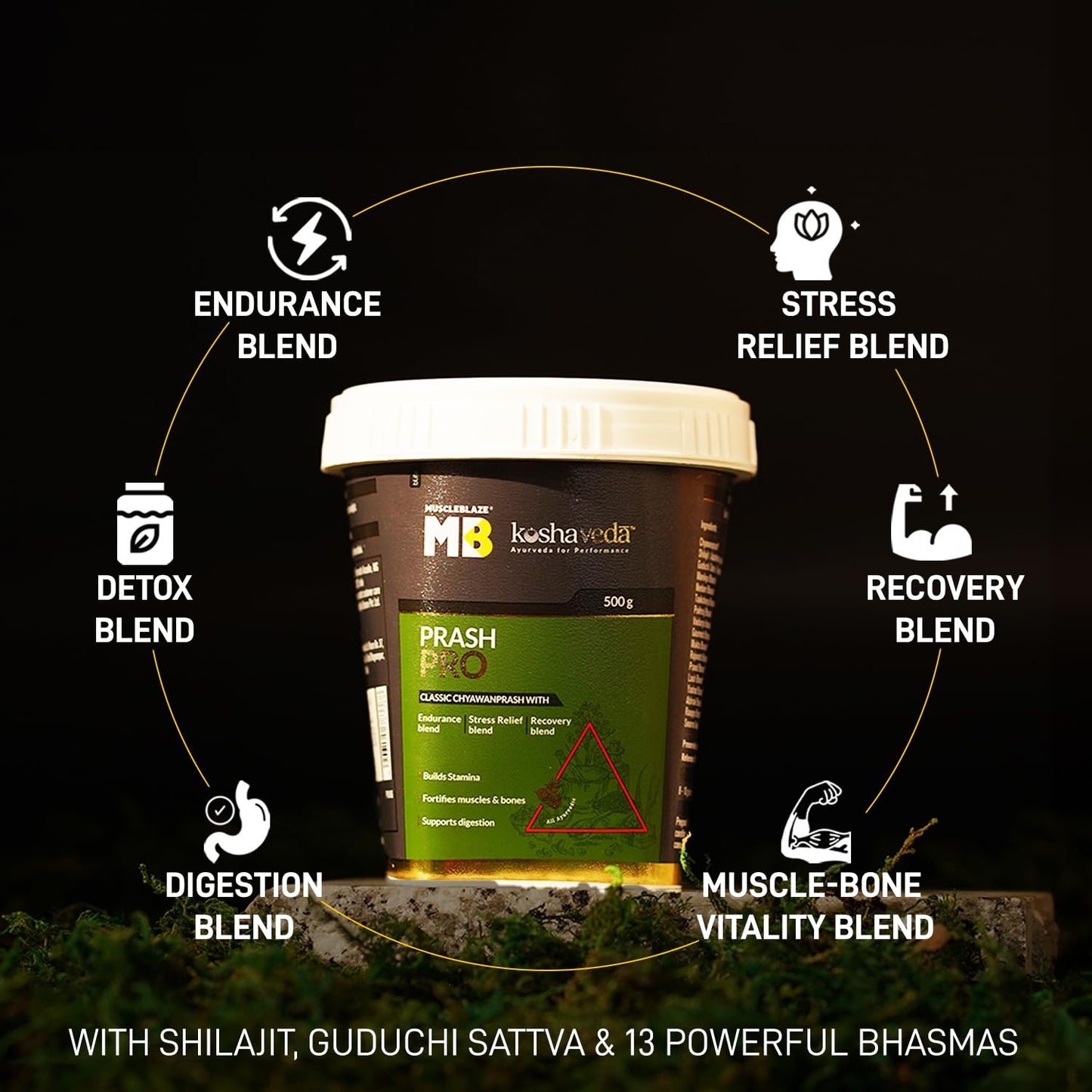 Koshaveda Prash Pro by MuscleBlaze (500g) | Classic Chyawanprash with Shilajit & 6 Blends | For General Wellness, Endurance, Recovery