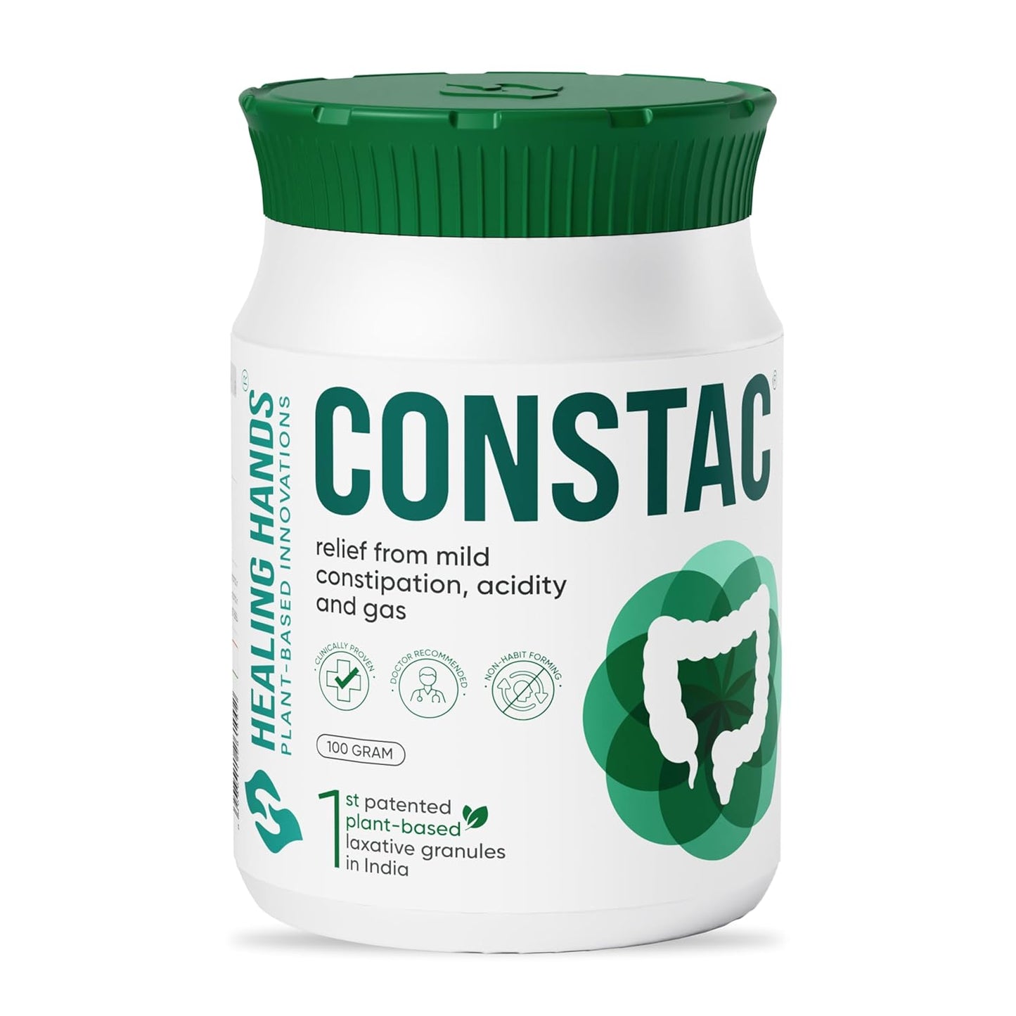 Healing Hands Constac for Relief in Mild Constipation, Acidity and Gas, Plant Based Natural Constipation Solution, Clinically Proven, Herbal – 100gm (Granules)