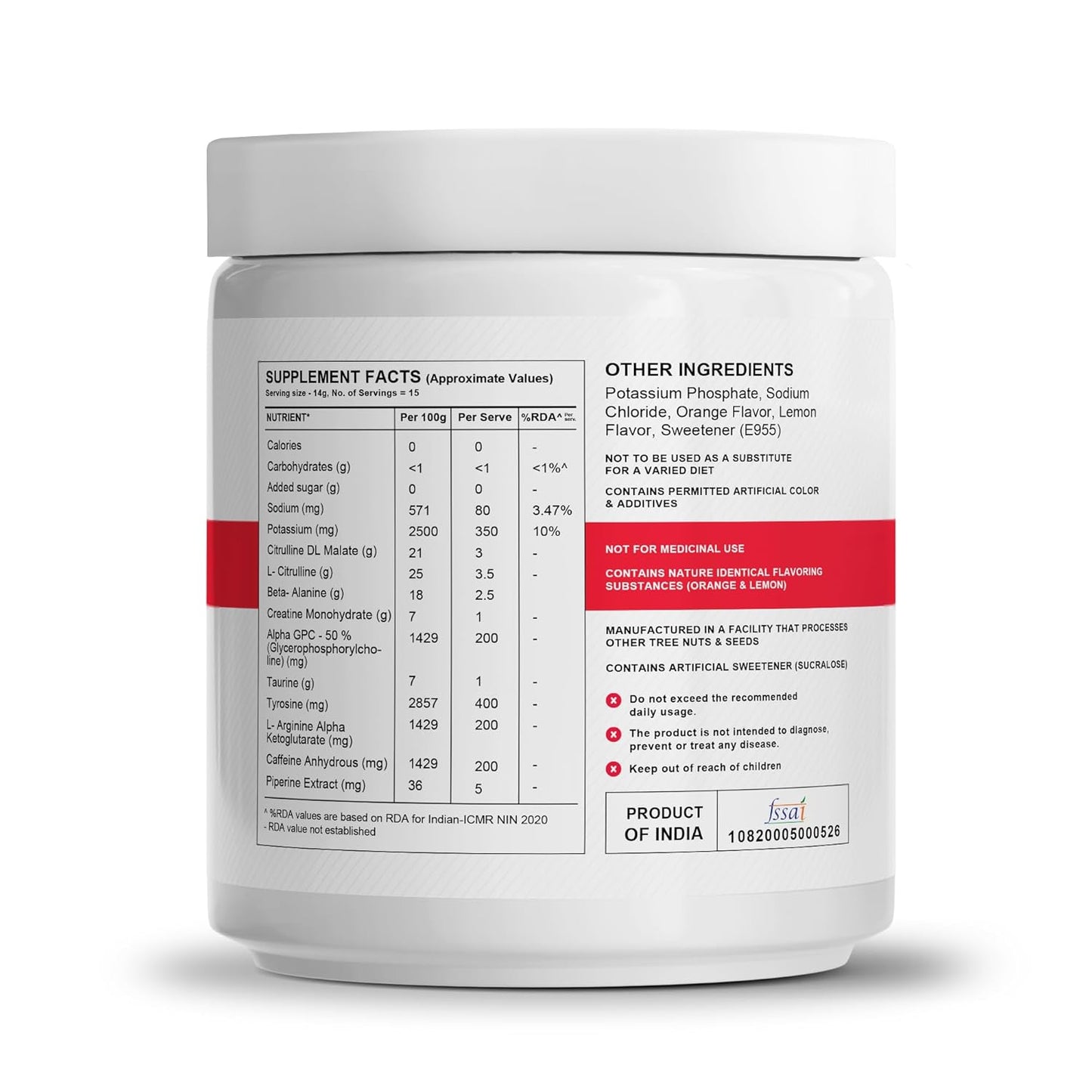 Wellcore-Beast Mode Pre Workout Supplement Powder(210G,15 Servings) Valencia Orange Pre Workout For Men&Women With 200 Mg Alpha Gpc 200 Mg Caffeine 6500Mg Citrulline Complex 1000Mg Creatine