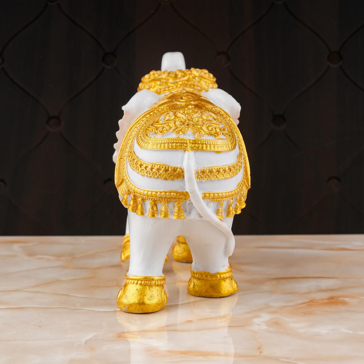 Decorative White and Gold Elephant Figurine Statue 4 INCH
