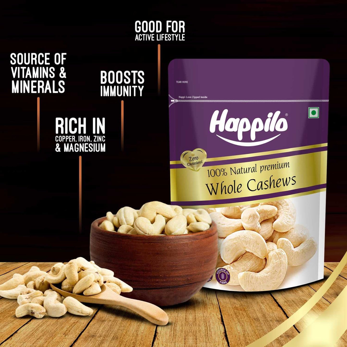 Happilo Premium Natural Whole Cashews 500g Value Pack | Dry Fruits, Kaju, Healthy Snacks | Unsalted Cashew Nuts | Crunchy, Nutritious & Delicious Nuts | Rich in Protein, Magnesium & Phosphorus
