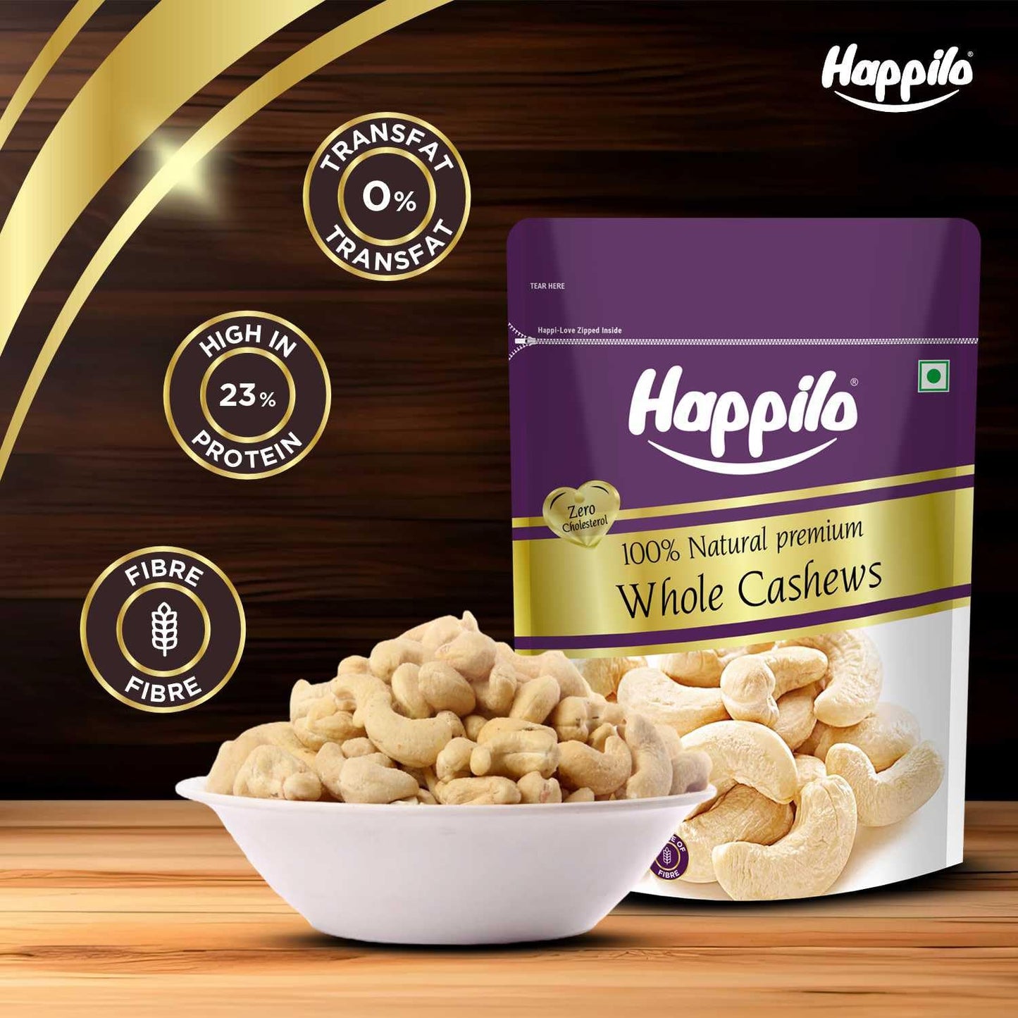 Happilo Premium Natural Whole Cashews 500g Value Pack | Dry Fruits, Kaju, Healthy Snacks | Unsalted Cashew Nuts | Crunchy, Nutritious & Delicious Nuts | Rich in Protein, Magnesium & Phosphorus