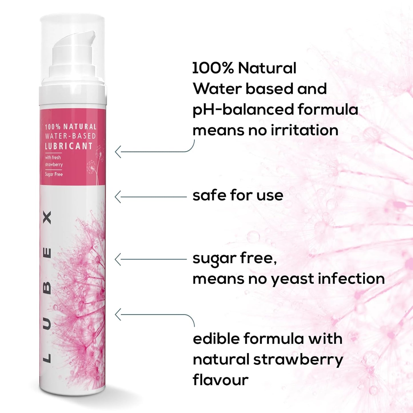 Lubex 100% Natural Long-Lasting Lubricant (Water-Based) with Organic Aloe Vera Lube for Her, Him & Couples - Natural Strawberry Flavour 50gm