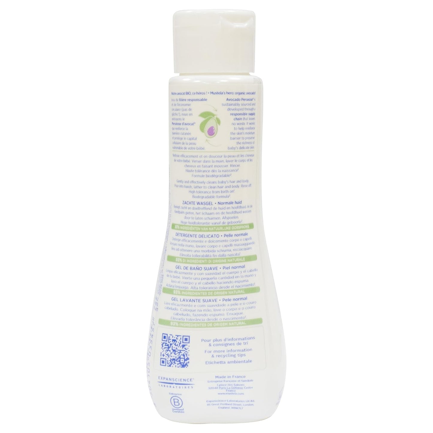 Mustela Baby Body Wash and Shampoo with Avocado 100ml – Head to Toe Wash for Bath | Baby Shampoo | Gentle Cleansing Gel with Vitamin B5