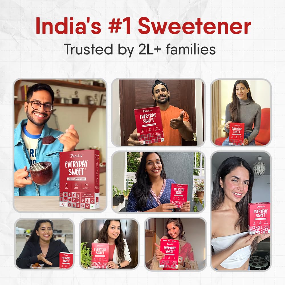Trunativ Everyday Sweet | Monkfruit Sweetener Powder Loose Sugar Like Sweetener | Zero-Calorie Sugar Substitute | 1:1 Sugar Replacer for Cooking & Baking | Keto & Diabetic Friendly | 900g (Pack of 1)