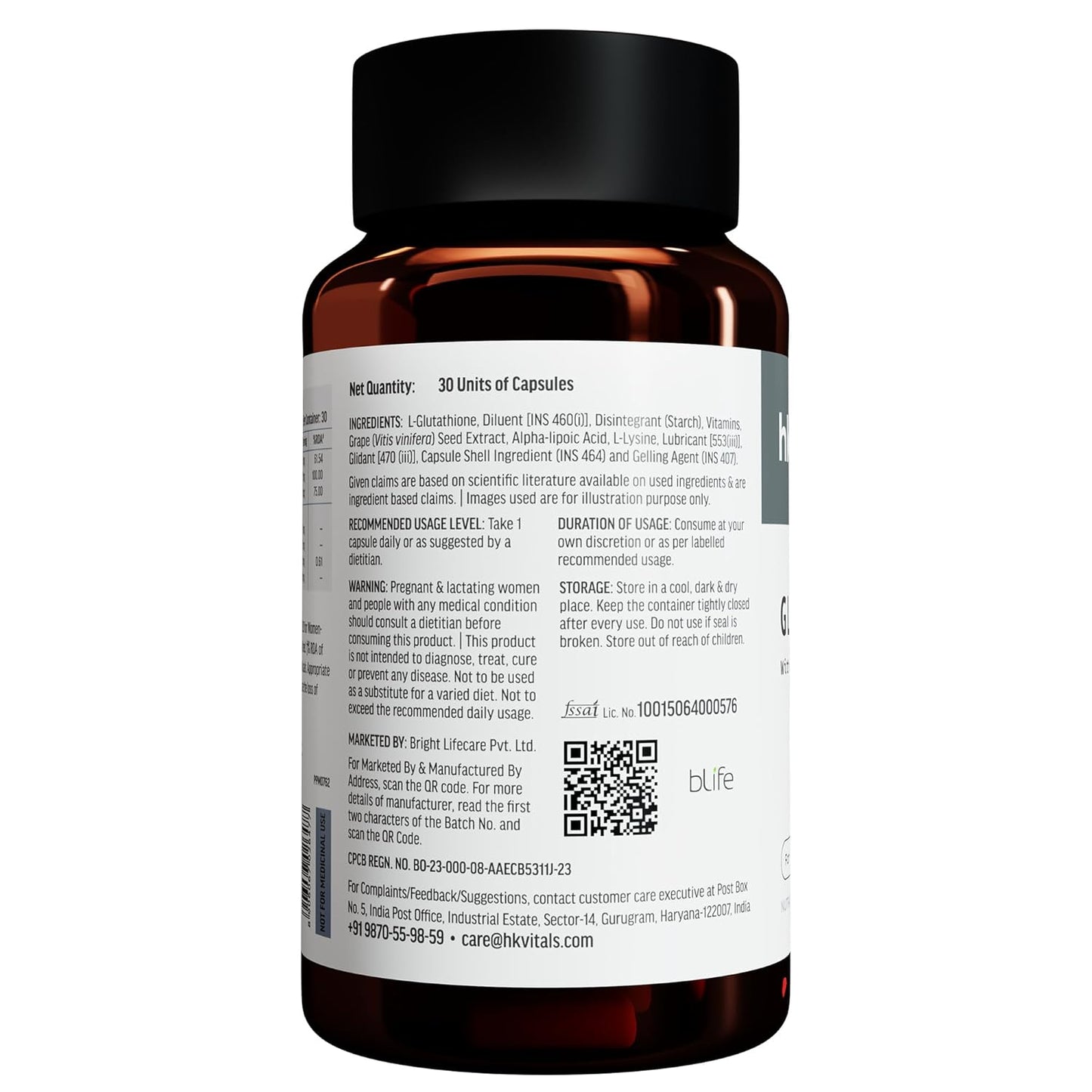 HealthKart HK Vitals Glutathione (30 Veg Capsules) | With Vitamin C & E, Biotin | For Skin Glow and Hydration