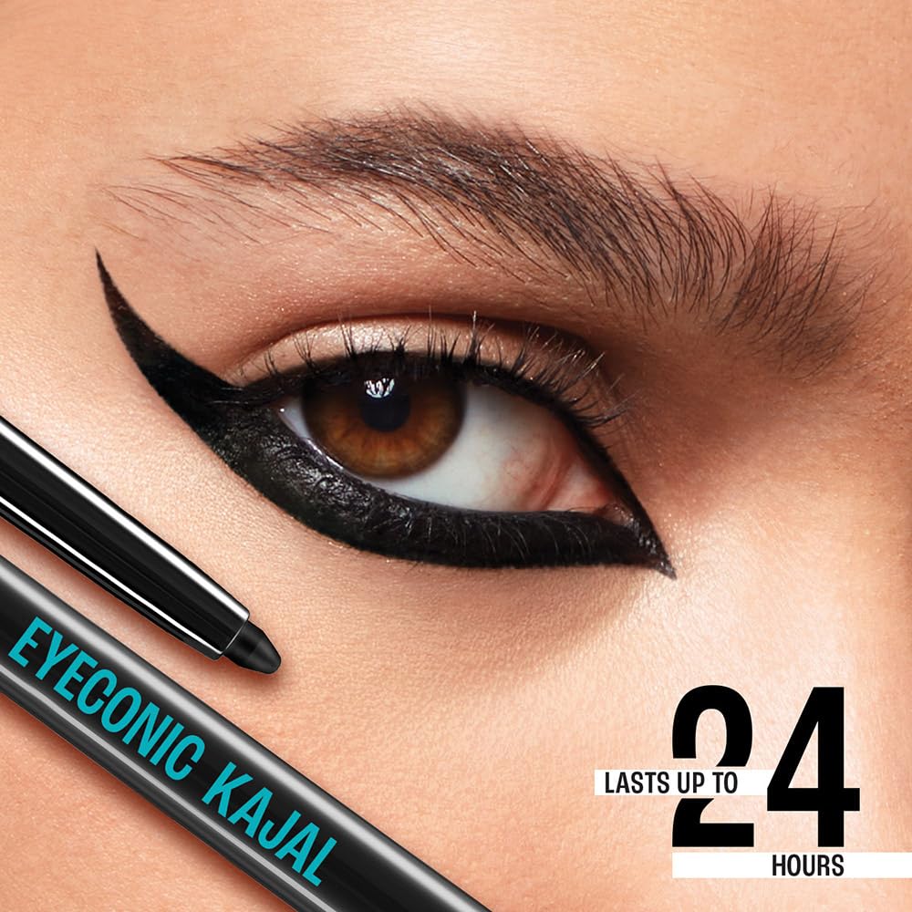Lakme 9 to 5 Eyeconic Kajal Twin Pack, Matte Waterproof Kohl, Smudge Proof Kajal Pencils that lasts hours, Pack of 2- Deep Black, 0.35g