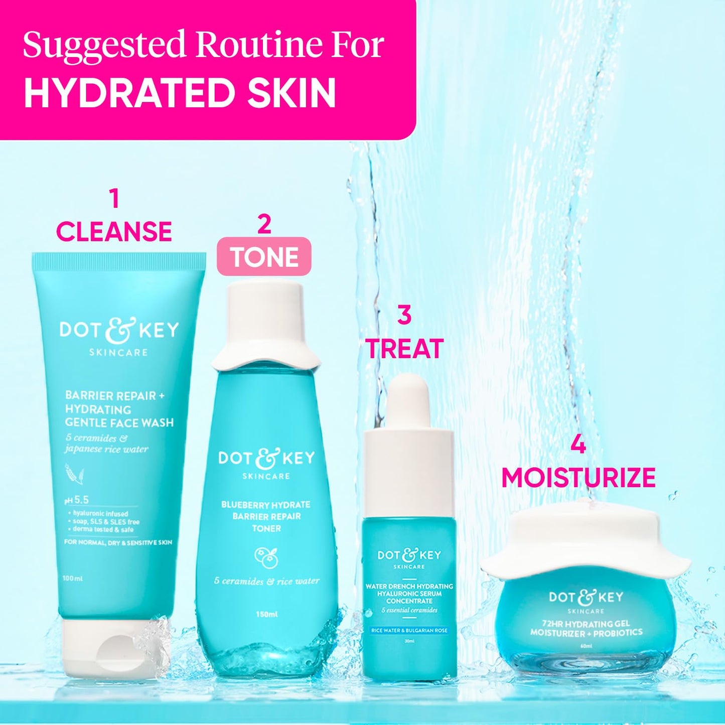 Zephivo Dot & Key Rice Water Hydrating Toner With Hyaluronic |Rice Water Toner For Dry Skin, Sensitive Skin & Oily Skin |Alcohol-Free |Quick Absorbing & Non Sticky, For Hydrated Skin |Exfoliates Pores |150ml