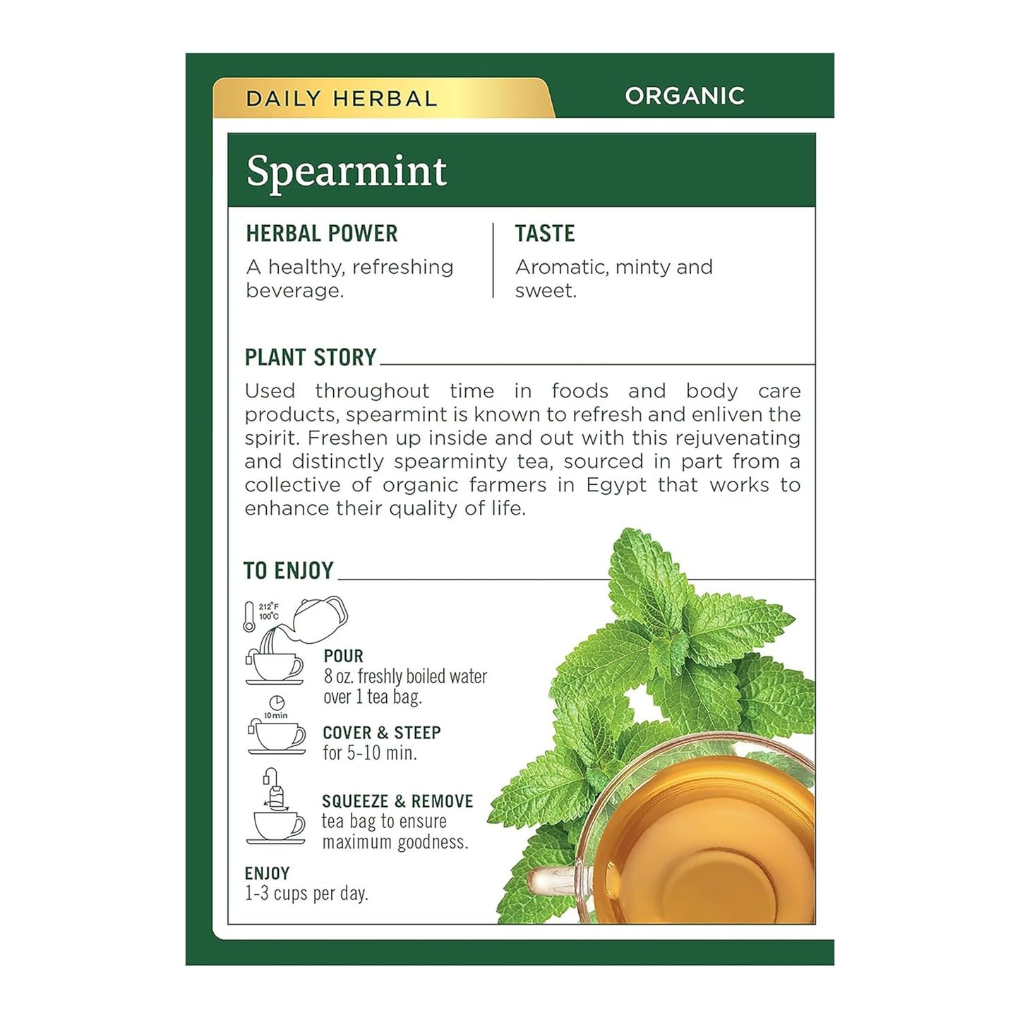 Traditional Medicinals, Organic Spearmint, Caffeine Free, 16 Wrapped Tea Bags, 0.85 oz (24 g)