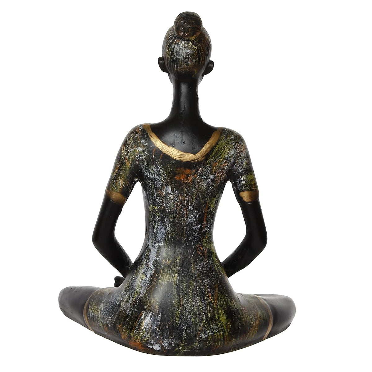 Grey Black Resin Woman in Padmasana Lotus Pose | Yoga Woman Statue Showpiece for Home Decor Living Room Bedroom Office Yoga Studio | Womens Day Gift for Ladies | Birthday Gift for Women