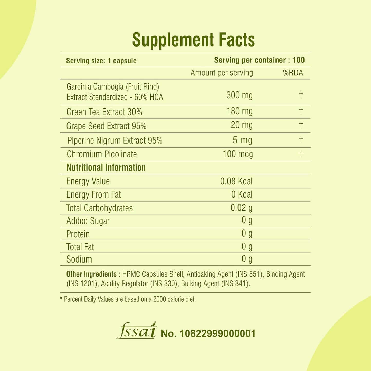 Fat Burner - 100 Capsules- Weight Loss Supplement with Garcinia Cambogia, Green Coffee Beans Green Tea Extract Metabolism Booster Belly Fat Burner for Men & Women