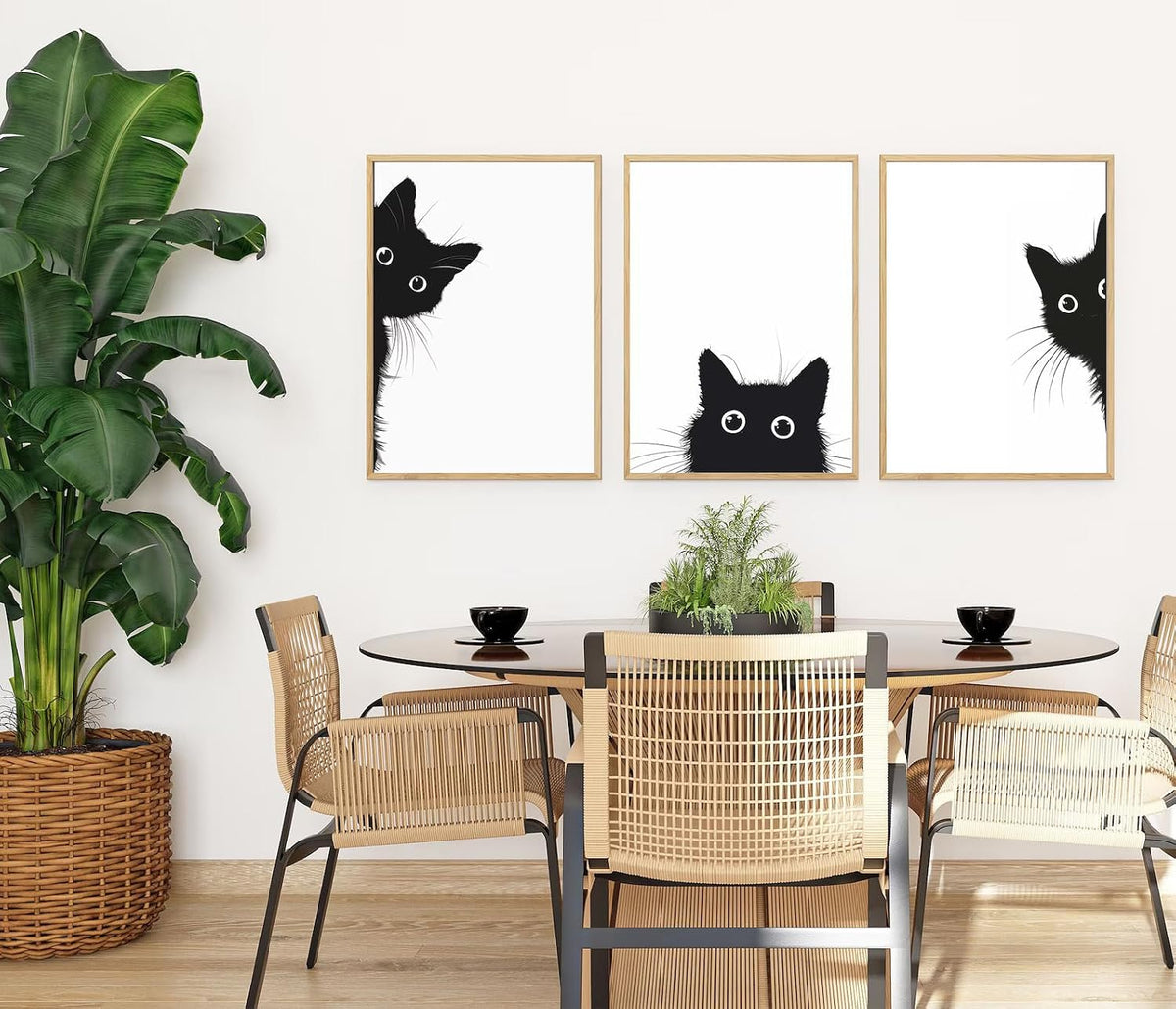 Big Modern Framed Posters Wall Decor Paintings For Living Room, Bedroom/Big Paintings For Wall Decoration, Frames For Wall Decor Set of 3 (13x19 Inches) (Cat)