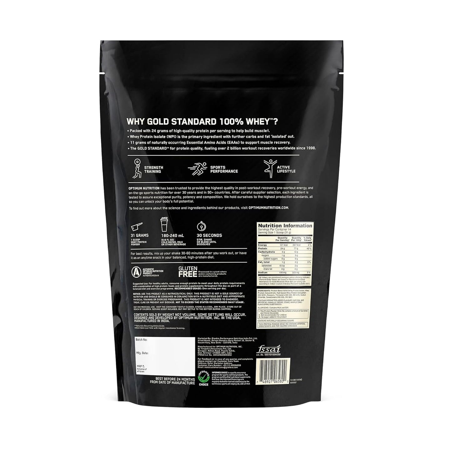 Optimum Nutrition (ON) Gold Standard 100% Whey Protein Powder - 1 lb , Primary Source Isolate