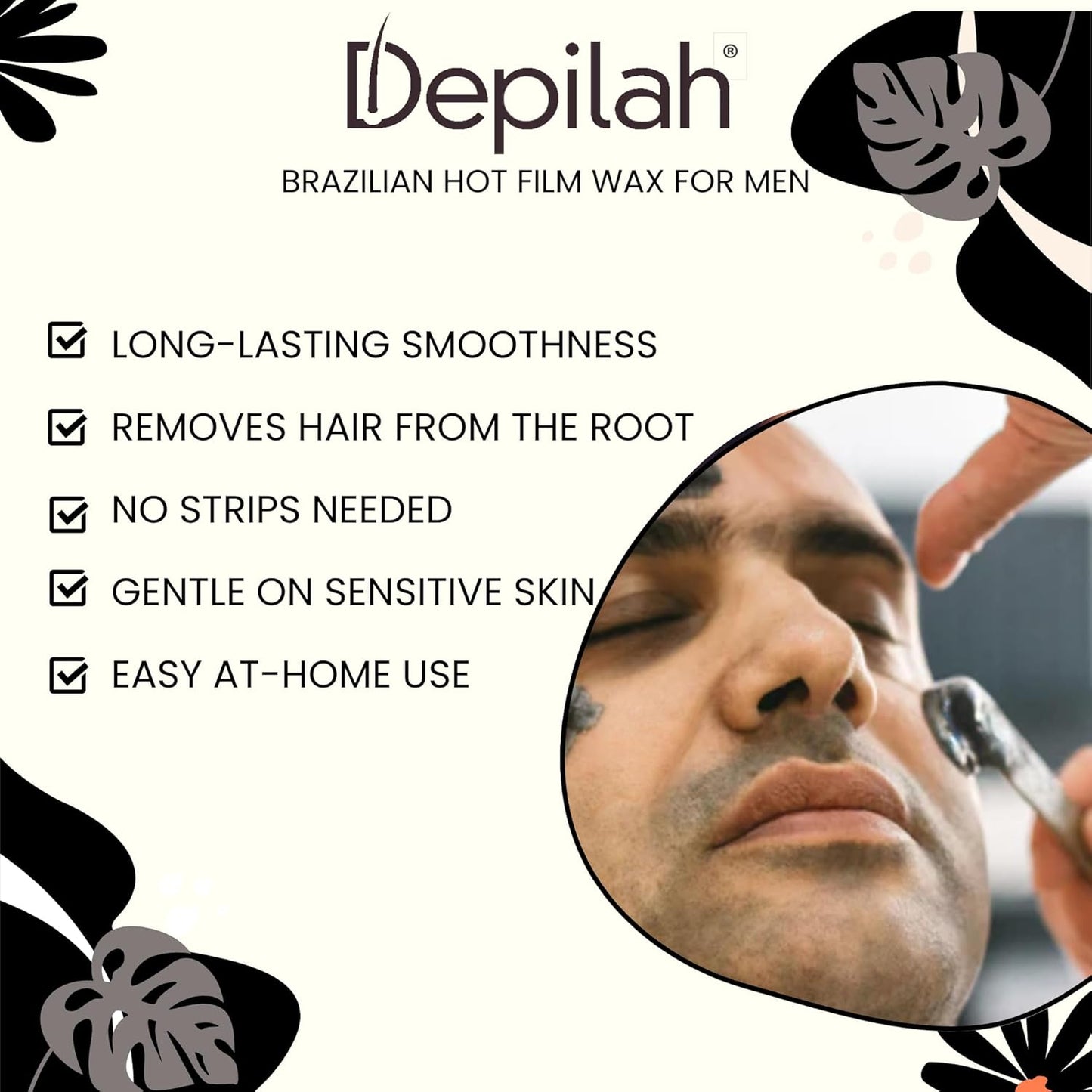 DEPILAH Brazilian Wax - 200 gm Face Wax | Hair Wax For Men | Painless Wax For Beard, Chest, & Full Hair Removal | Stripless Full-Body Waxing | Quick & Easy Tan Removal | Vegan & Cruelty-Free