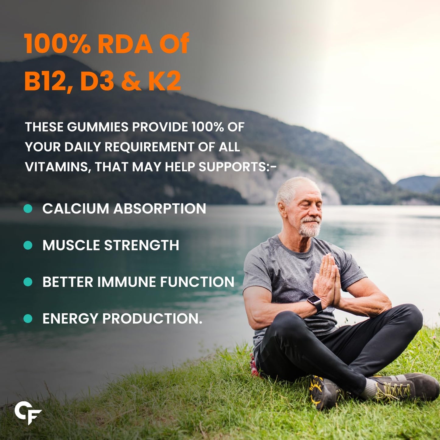 Carbamide Forte Vitamin D3 K2 B12 Gummies | Vitamin B12 Supplements | B12 Supplements For Bone Health & Immunity | Veg Lichen Source D3 Supplement | Mango Flavoured - 60 Gummies